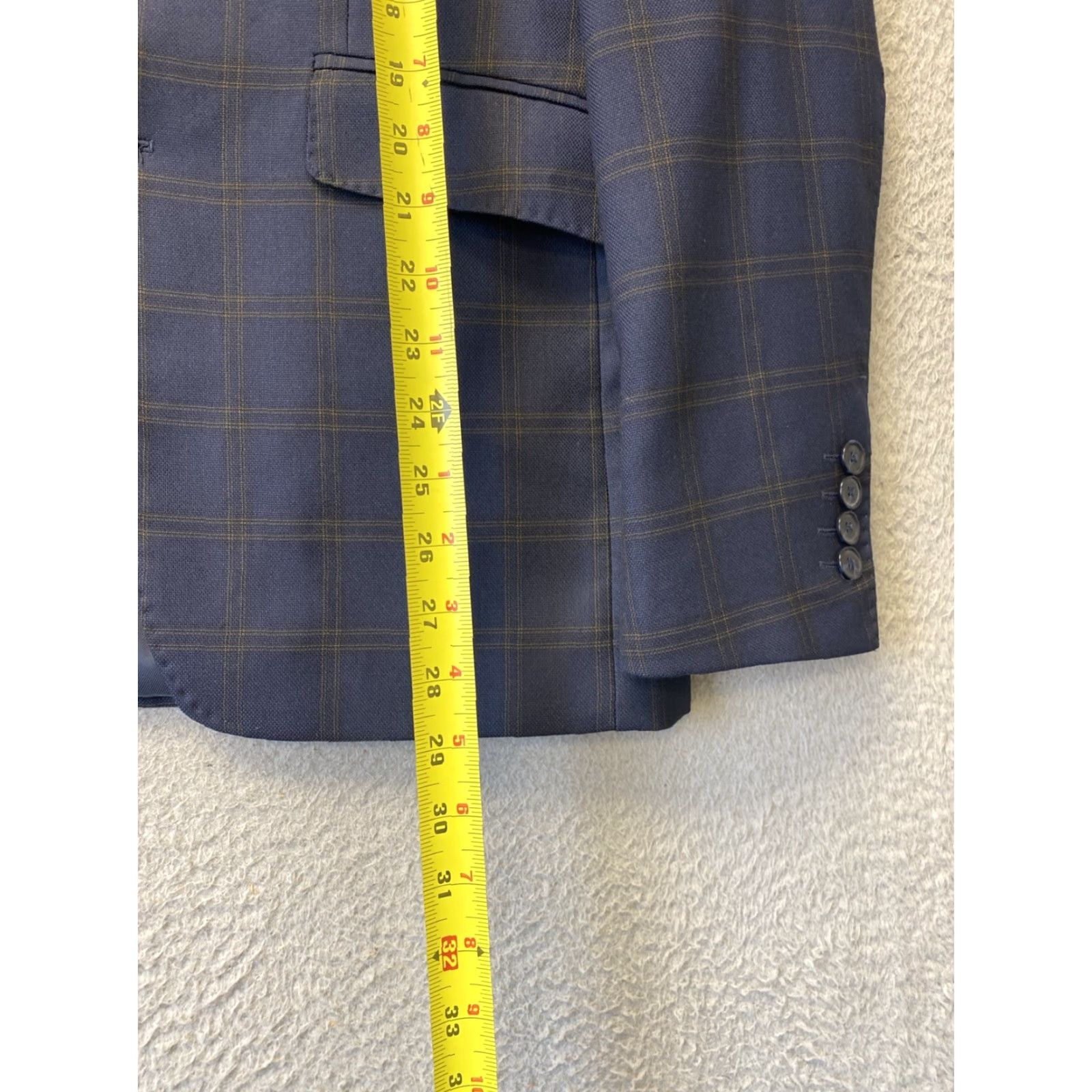 Zara Zara Plaid Check Blazer 38R Medium Navy Gold / 143-11 existence? Size 38R - 6 Thumbnail