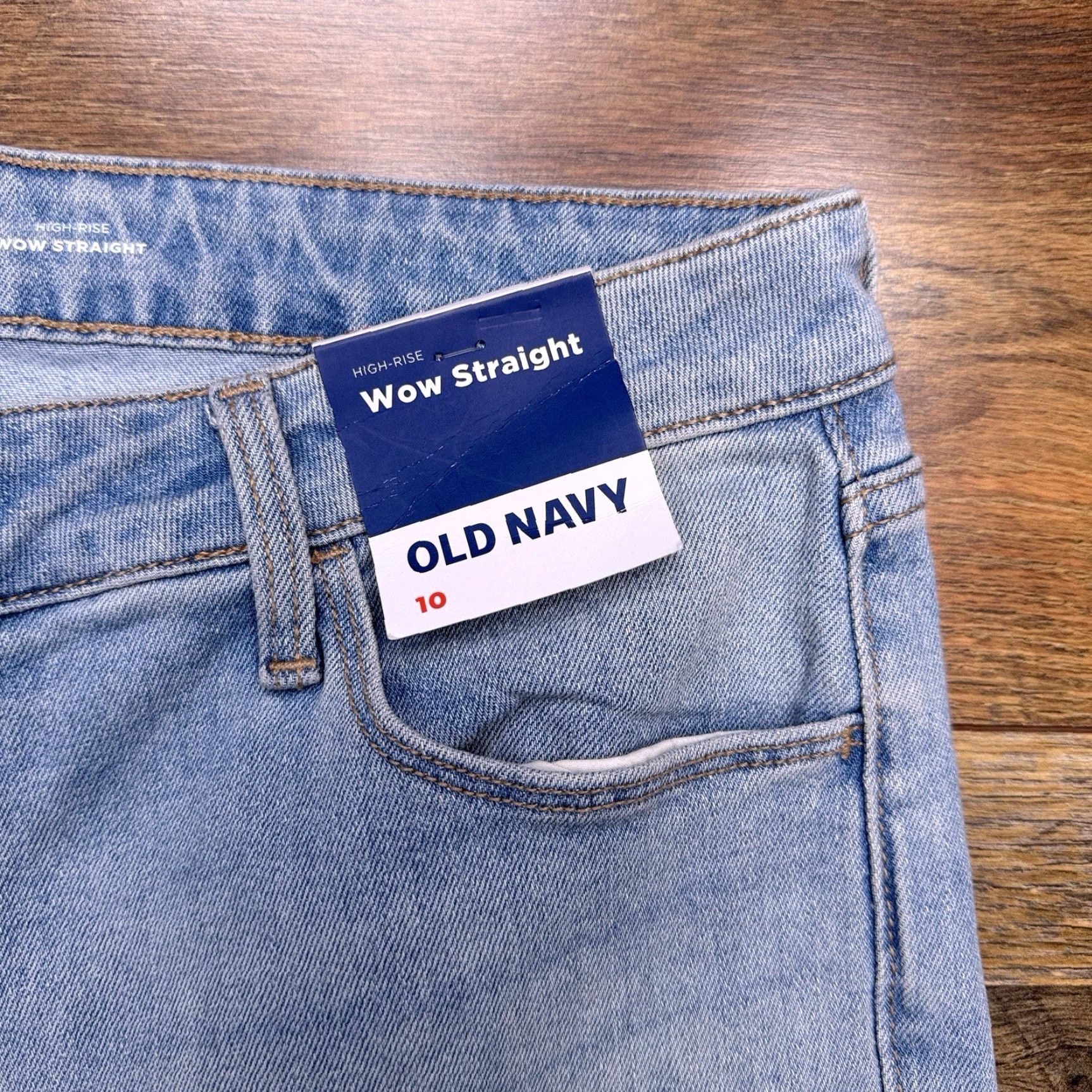 Old Navy Old Navy Jeans Womens 10 High Rise Stretch Straight Denim 5-Pocket Zip Button Cotton Blend Light Wash Blue Size 32" / US 10 / IT 46 - 5 Thumbnail