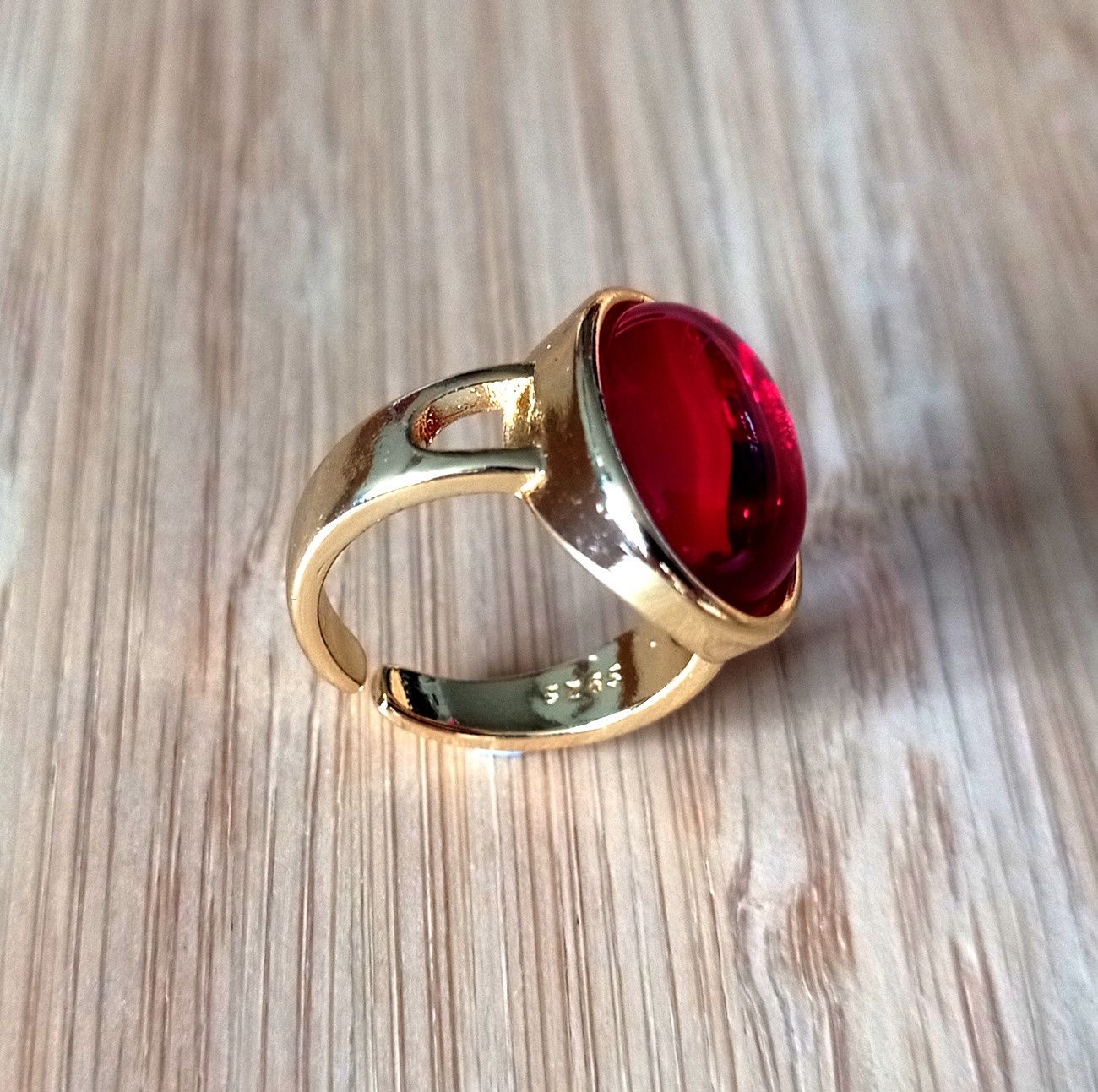 Designer × Vintage Stunning Shine Oval Garnet 925 Silver Gold Ring Unique Size ONE SIZE - 4 Thumbnail