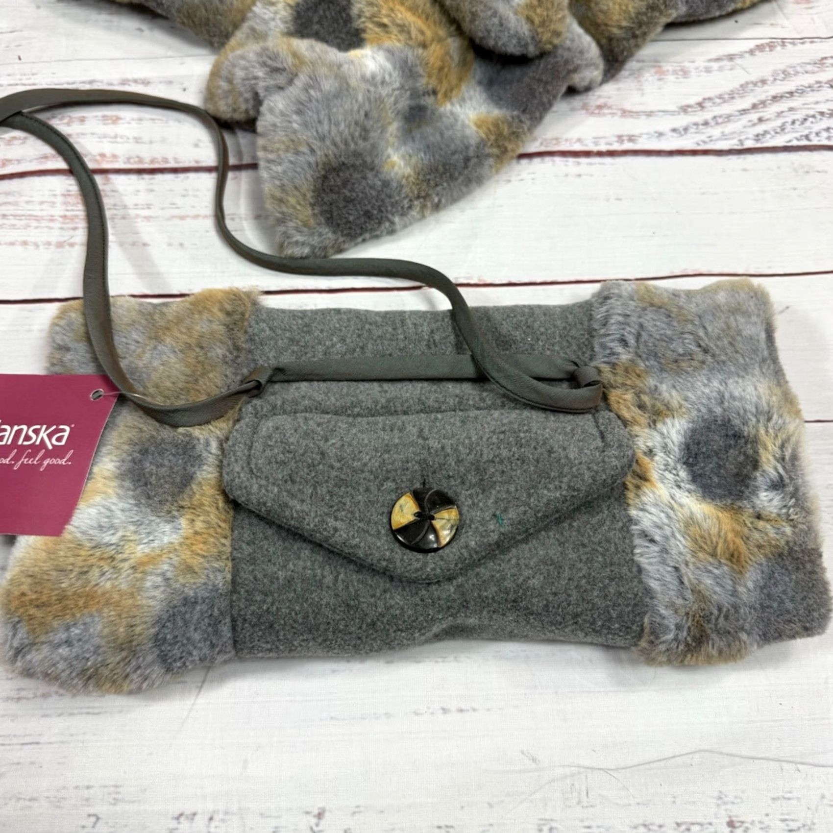 Vintage Janska Womens Hat Scarf Purse Set One Size Faux Fur Gray Spotted New Size ONE SIZE - 3 Thumbnail