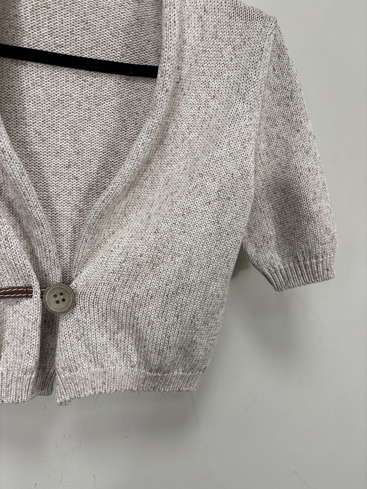 Fabiana Filippi Fabiana Filippi Women’s Beige Cotton Short Cardigan Sweater Size S / US 4 / IT 40 - 3 Thumbnail
