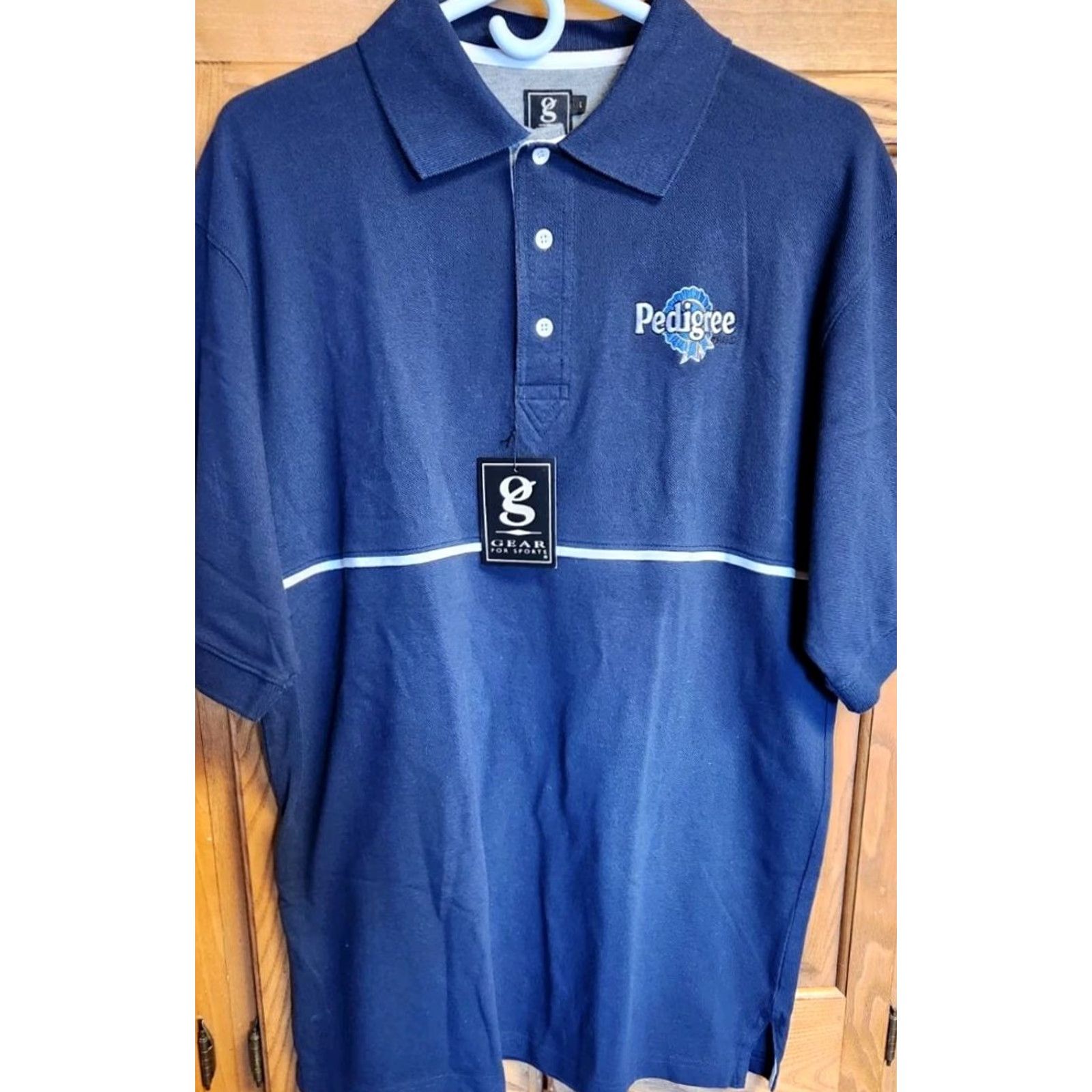 Vintage GEAR FOR SPORTS PEDIGREE Polo Shirt Mens L Blue Short Sleeve Embroidered New NWT Size US L / EU 52-54 / 3 - 2 Thumbnail