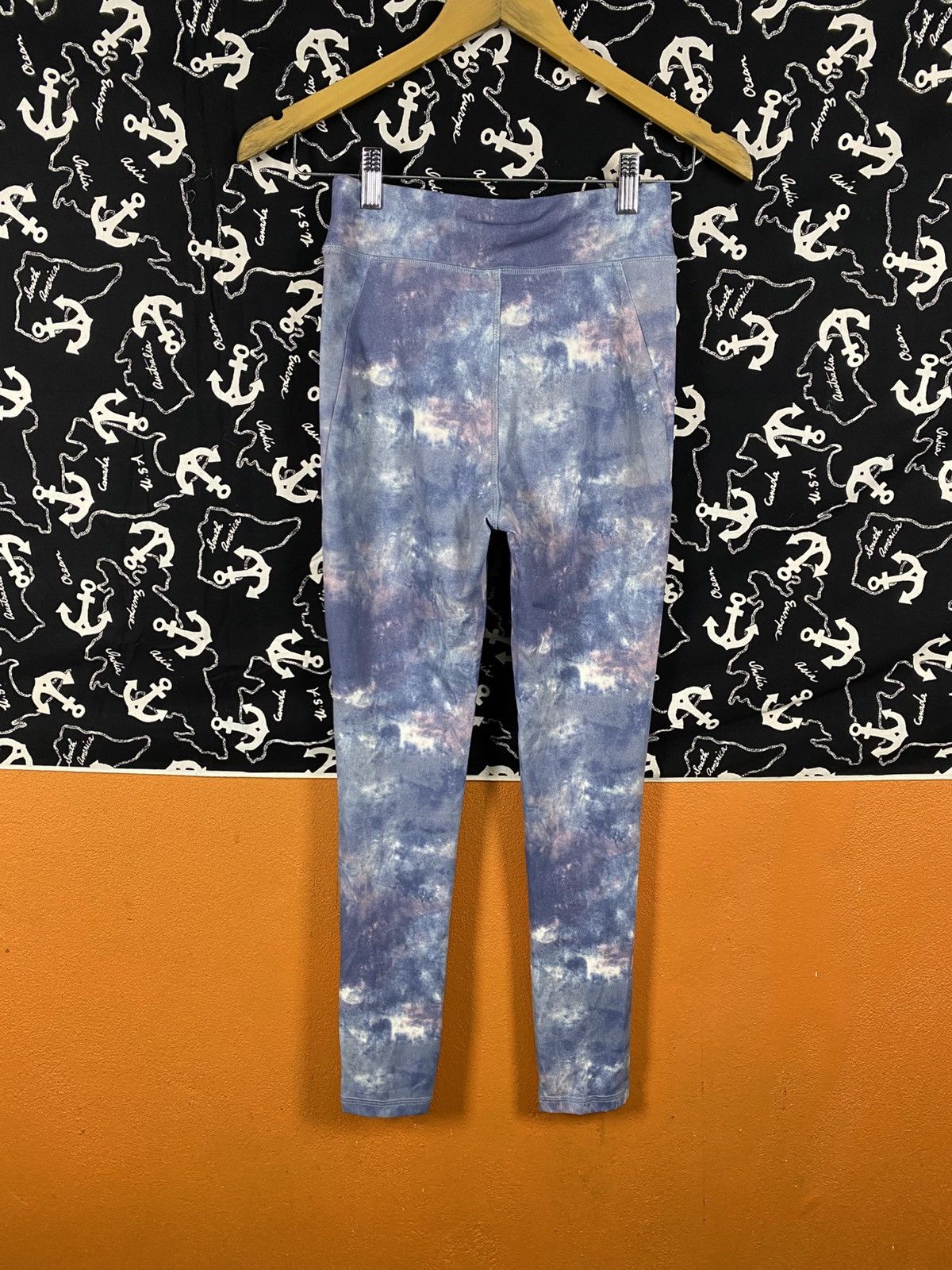 GU GU Active Blue Tie-Dye Leggings – Stretch Fitness Yoga Pants Size 26" / US 2 / IT 38 - 6 Thumbnail