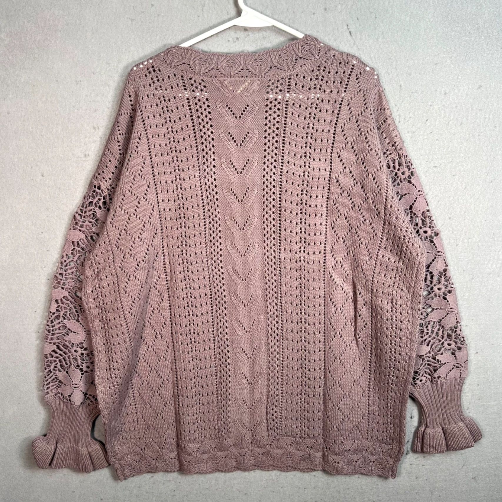 Vintage Indigo Thread Co. Lavender Open Knit Sweater Womens Large Pullover Size L / US 10 / IT 46 - 2 Thumbnail