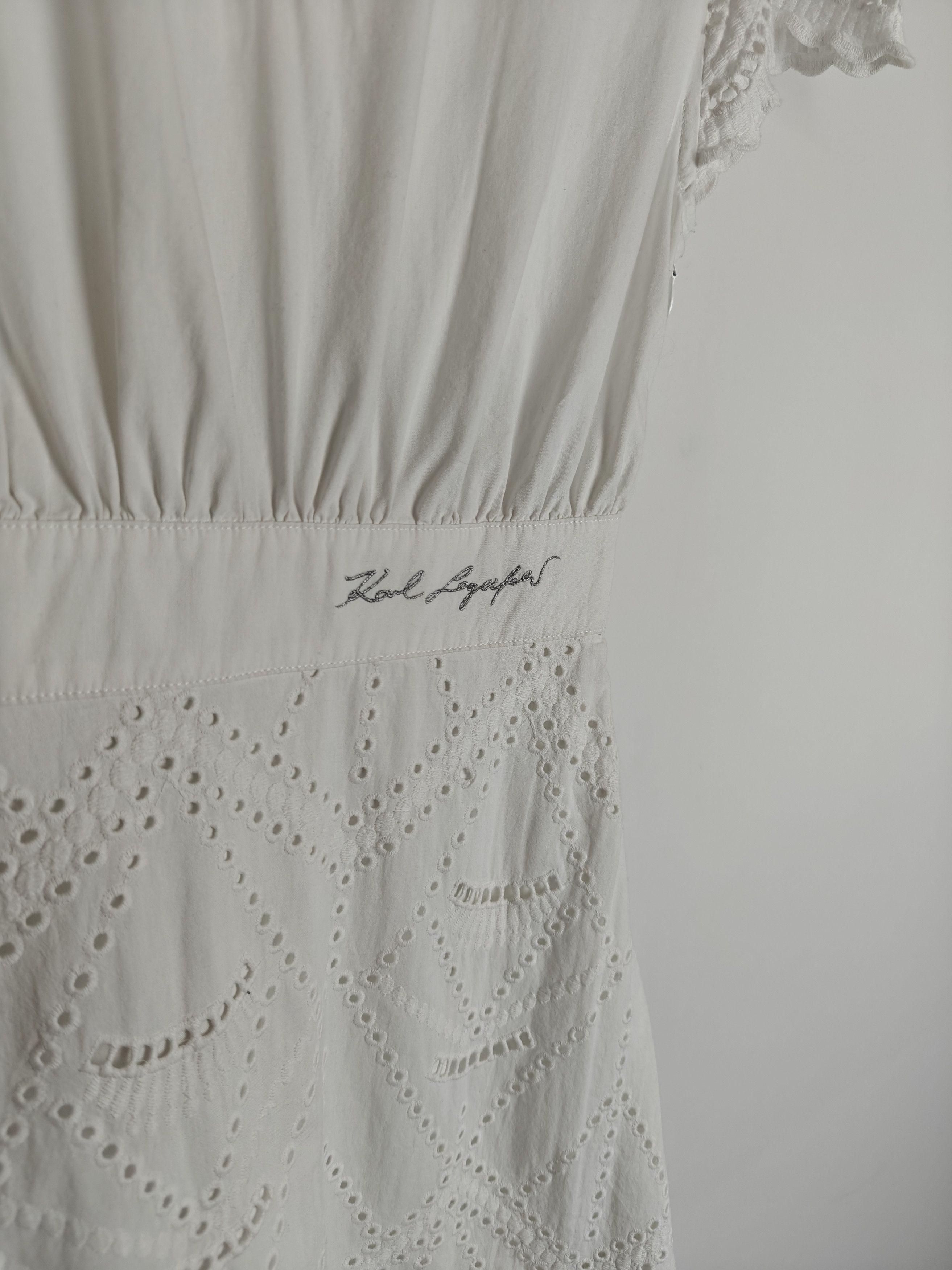 Karl Lagerfeld Karl Lagerfeld White Dress Cotton size IT38 Size XS / US 0-2 / IT 36-38 - 4 Thumbnail
