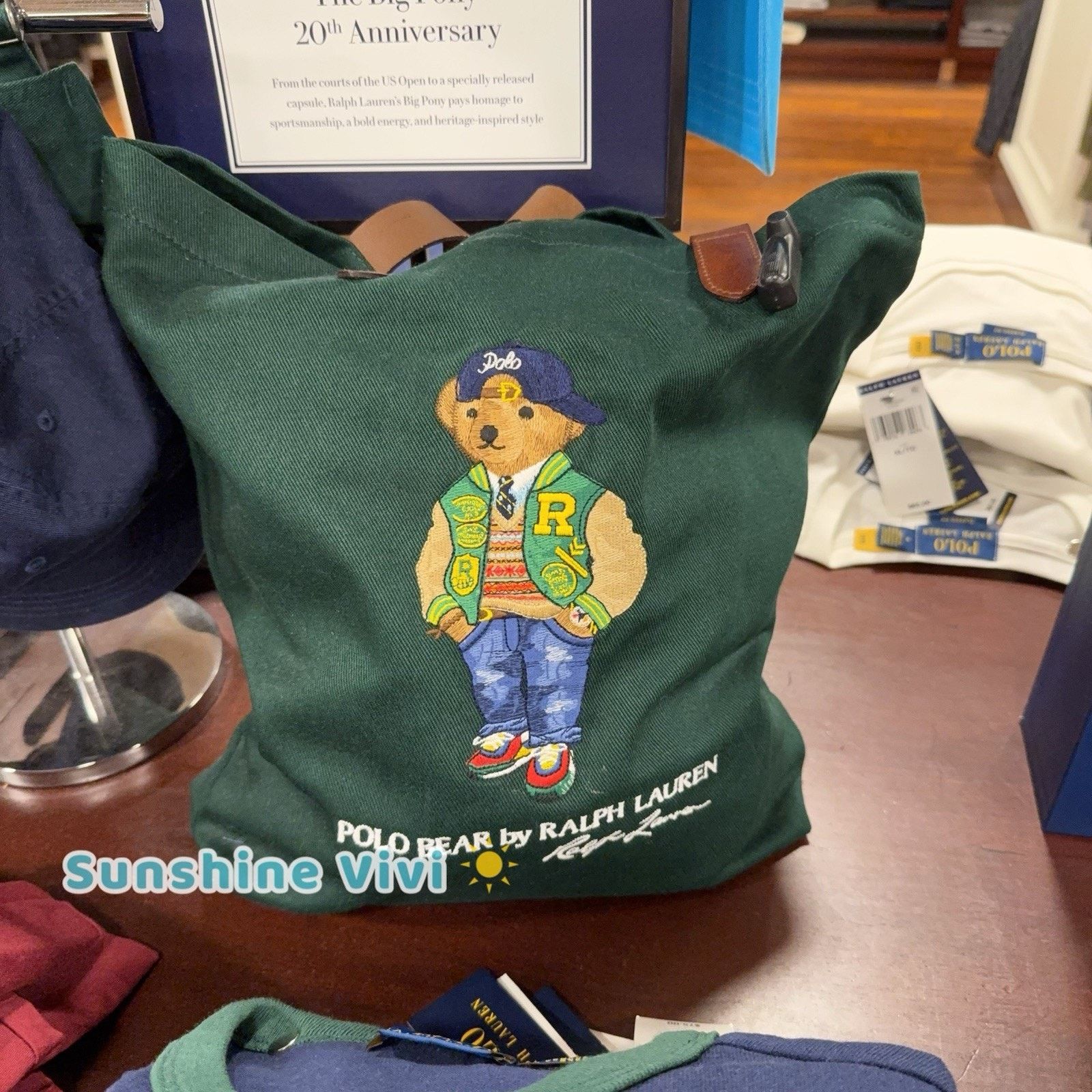 Polo Ralph Lauren NWT Polo Ralph Lauren Cotton Twill Bear Tote Bag Green Size ONE SIZE - 1 Thumbnail