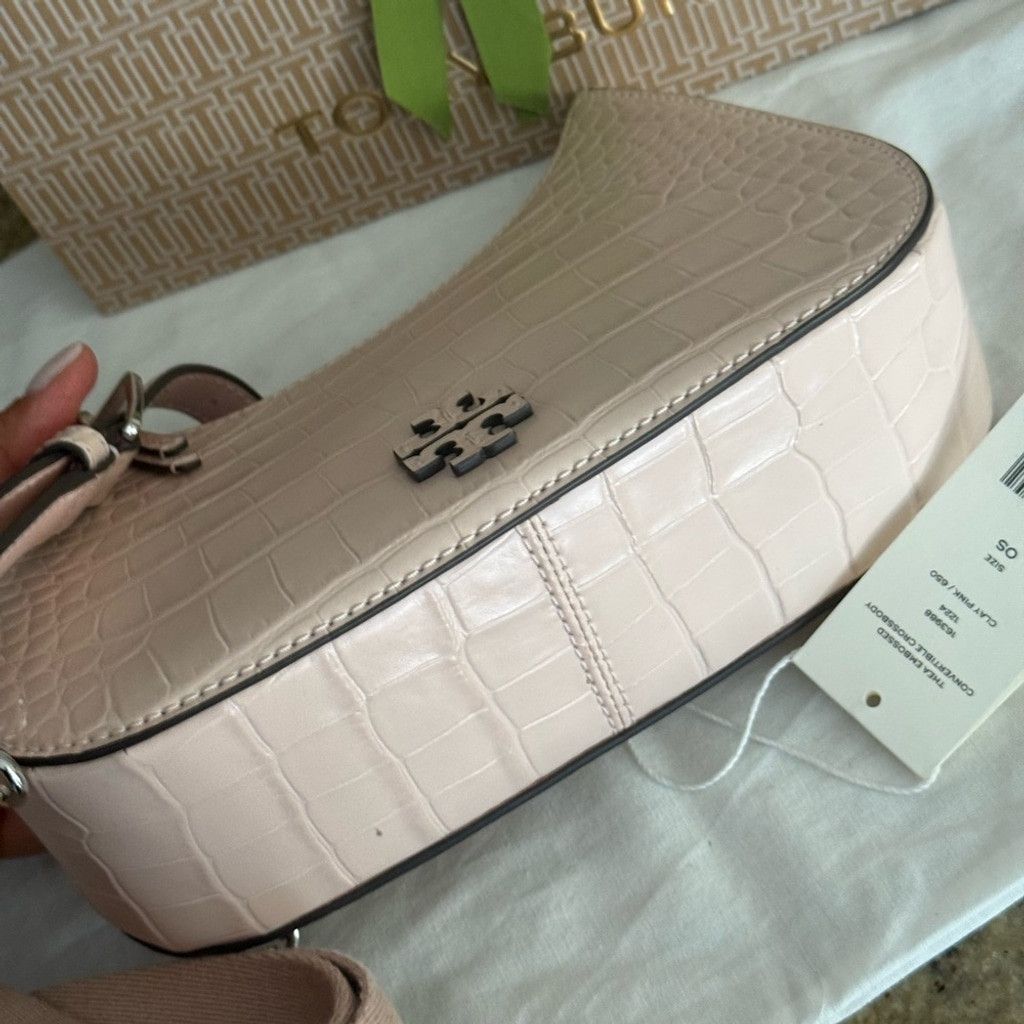 478$! Tory Burch - Thea Embossed Convertible Crossbody Pink