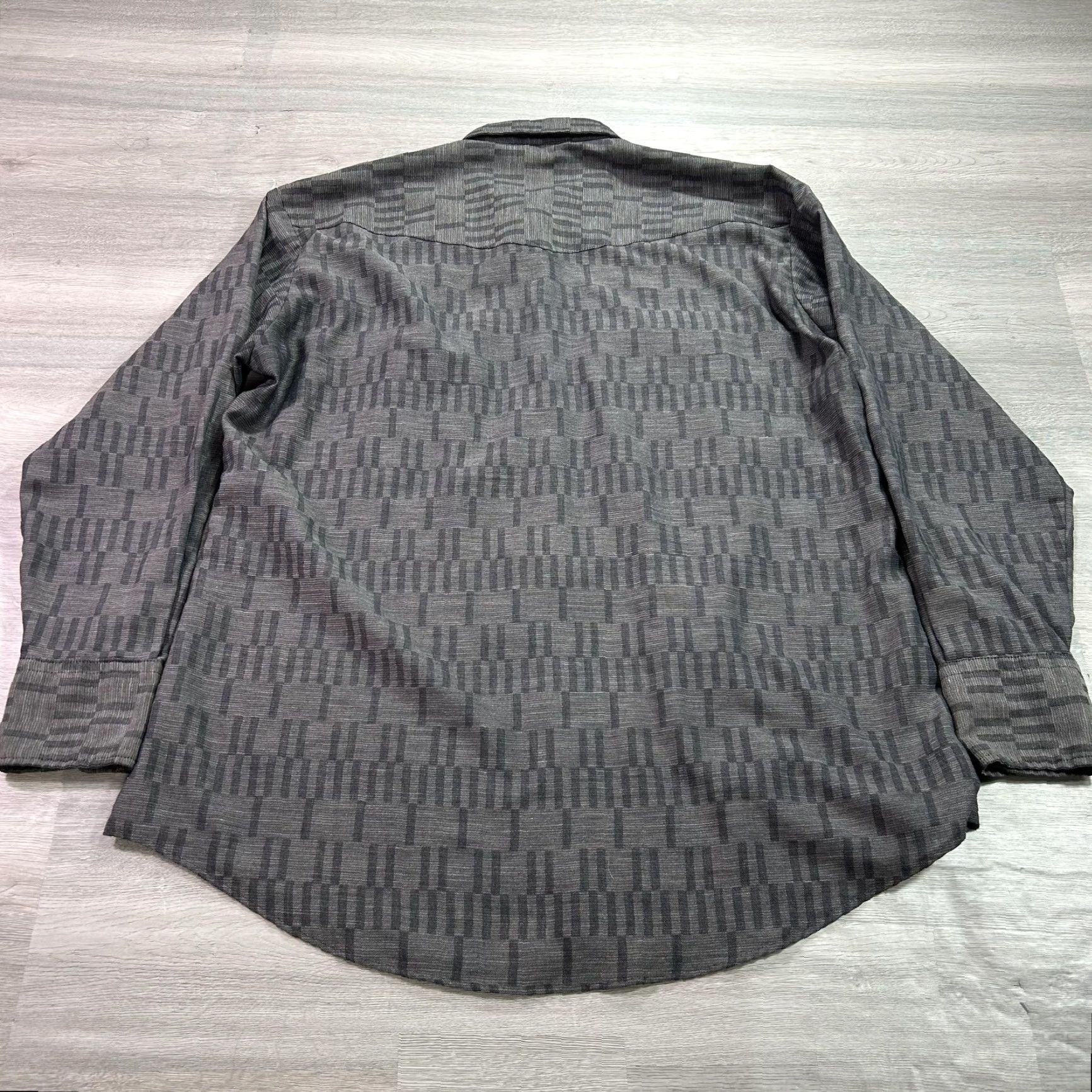 Armani Karman Shirt Mens Large Tall Gray Geometric Western Pearl Snap Long Sleeve Size US L / EU 52-54 / 3 - 2 Thumbnail
