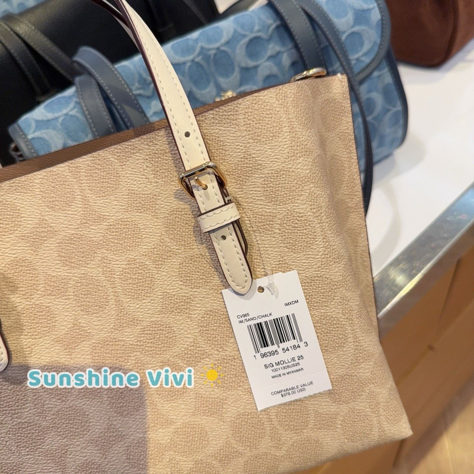 Coach NWT Coach Mollie Tote 25 in Crossbody CV965 Gold/Sand/Chalk Size ONE SIZE - 7 Thumbnail