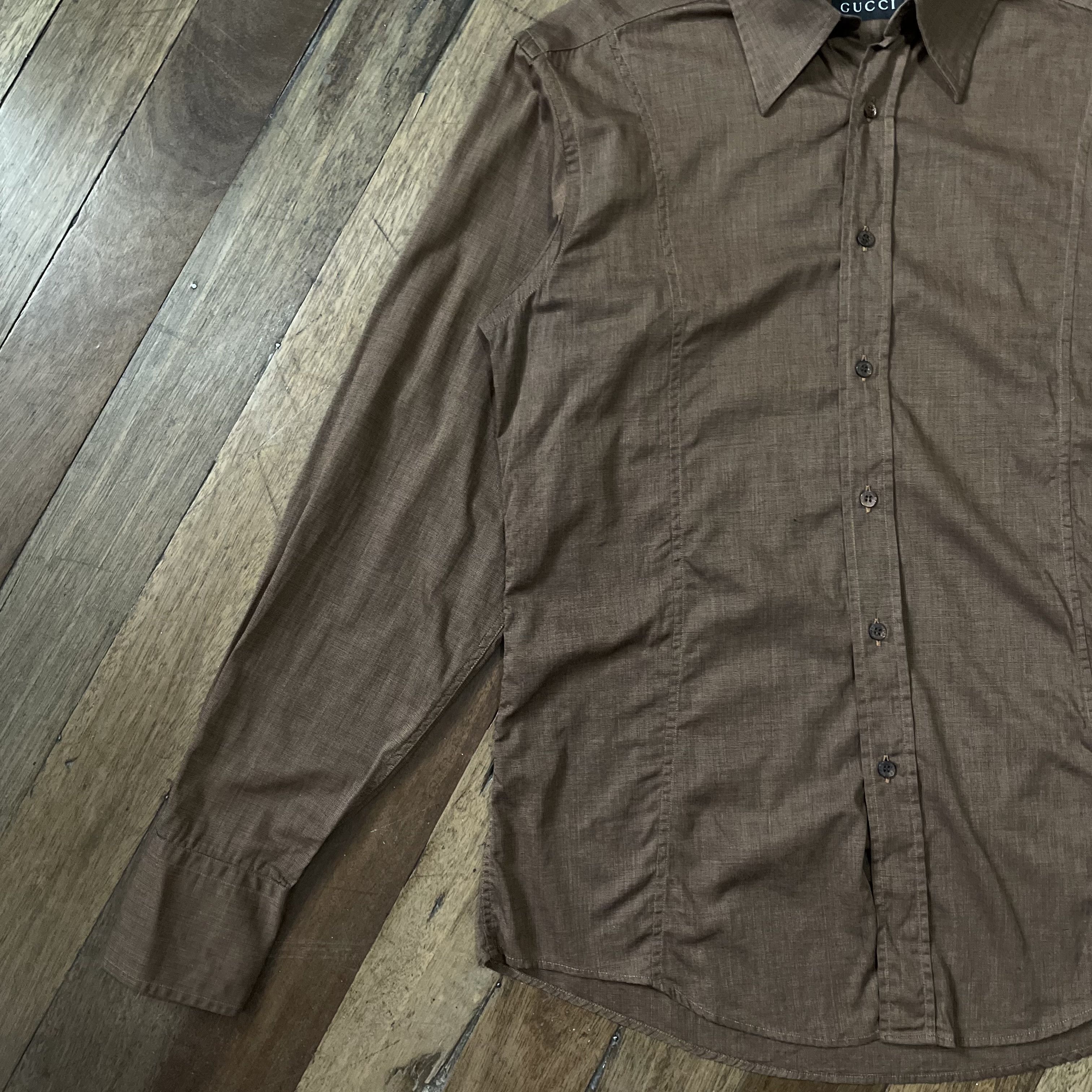 Gucci Vintage Gucci - Tomford Brown Button Up Shirt Size US M / EU 48-50 / 2 - 2 Thumbnail