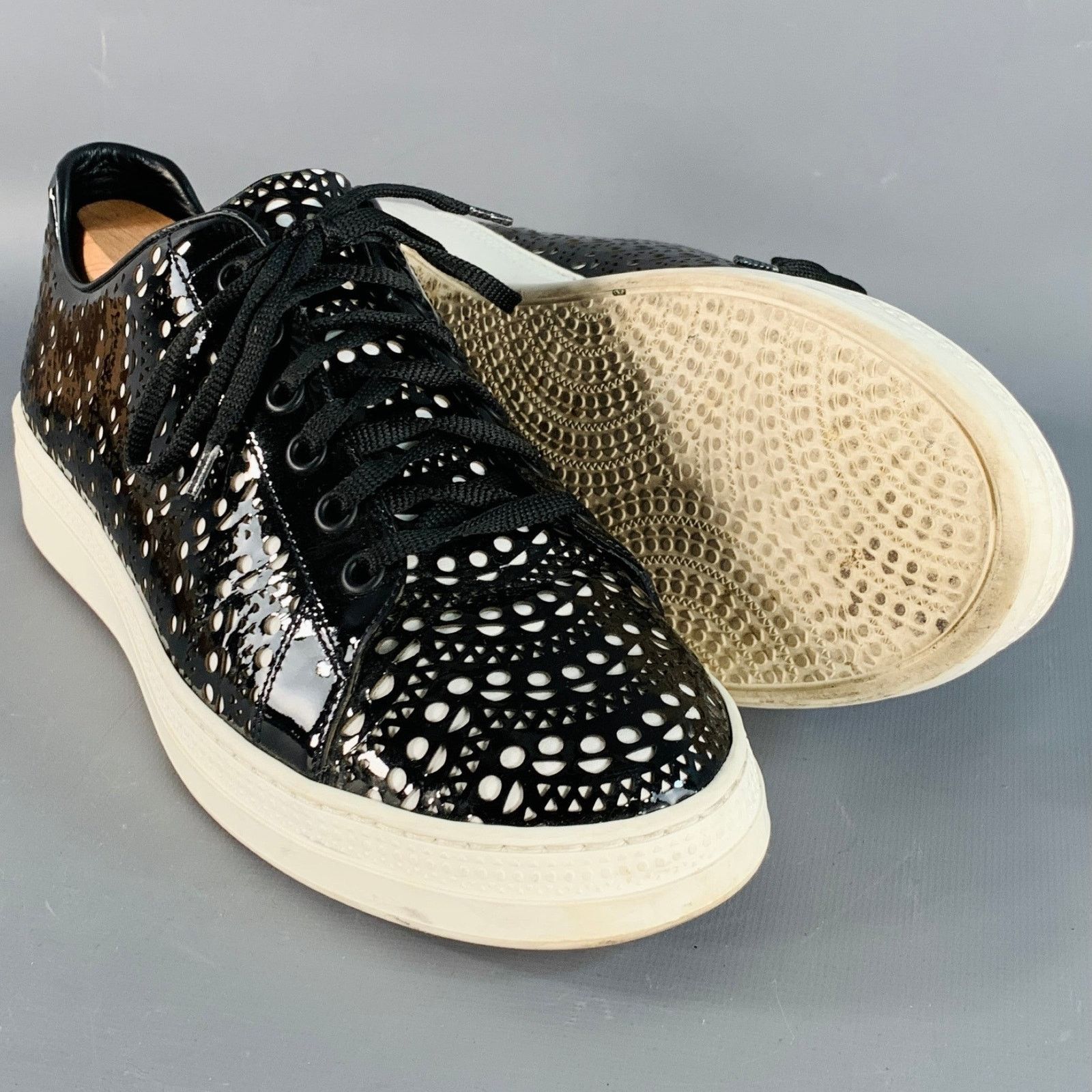 Alaia ALAIA Size 9 Black White Perforated Patent Leather Sneakers Size US 9 / IT 39 - 5 Thumbnail