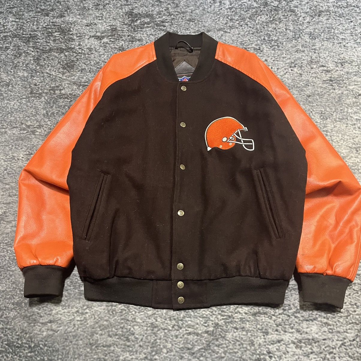 NFL VINTAGE 90s CLEVELAND BROWNS GAME DAY NFL LEATHER JACKET Size US M / EU 48-50 / 2 - 3 Thumbnail