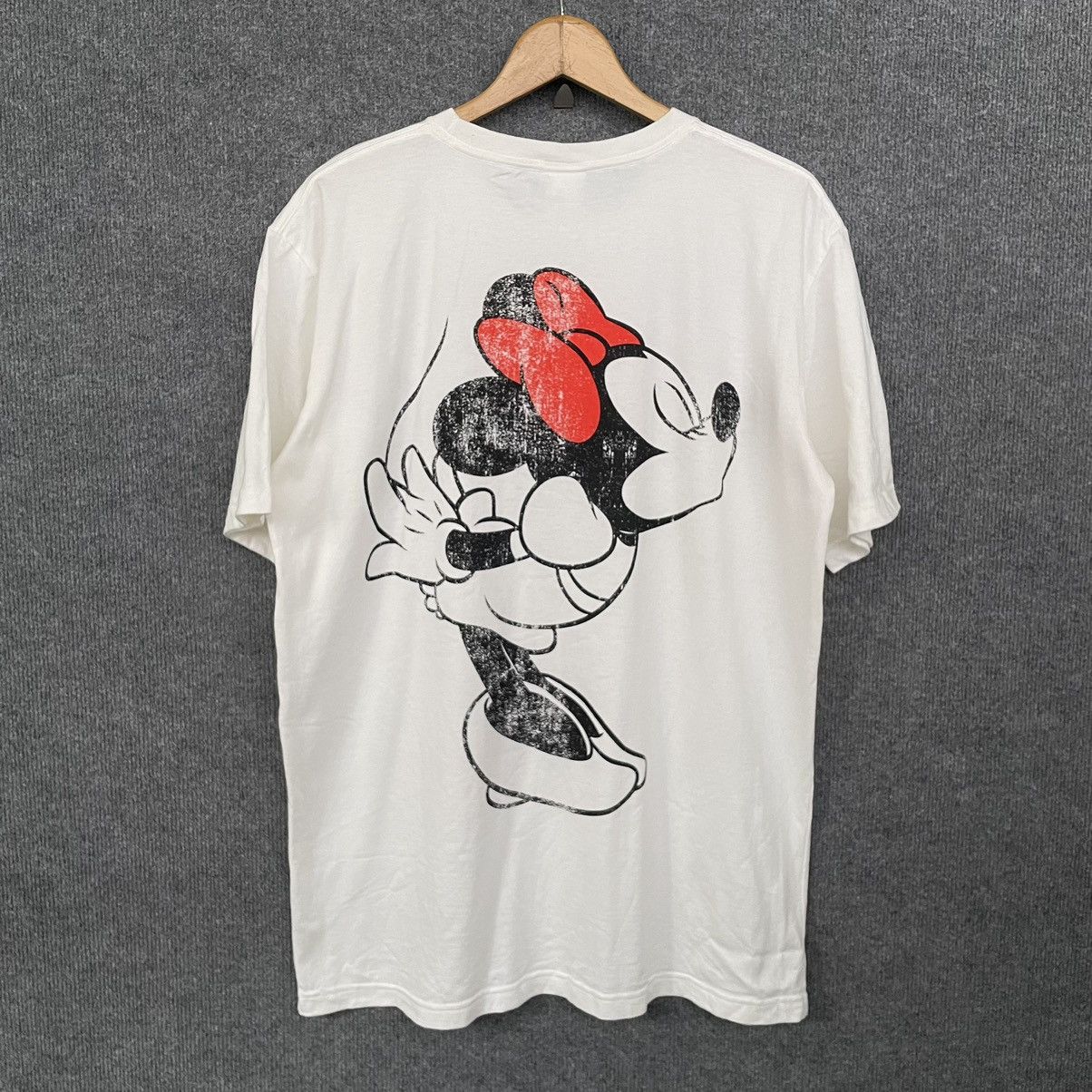 Disney × Mickey Mouse Vintage Y2K Mickey & Minnie Kissing Mirror Print T Shirt Size US L / EU 52-54 / 3 - 4 Thumbnail