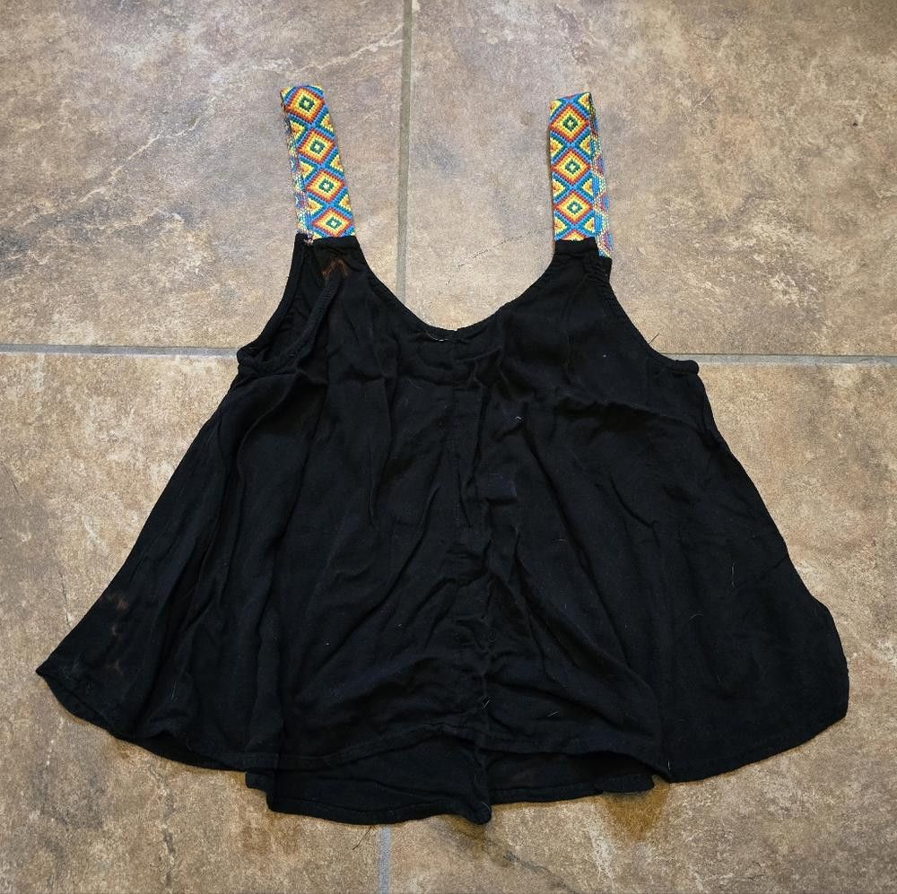 Designer Black Colorful Strapped Flowy Tank Size S / US 4 / IT 40 - 4 Thumbnail