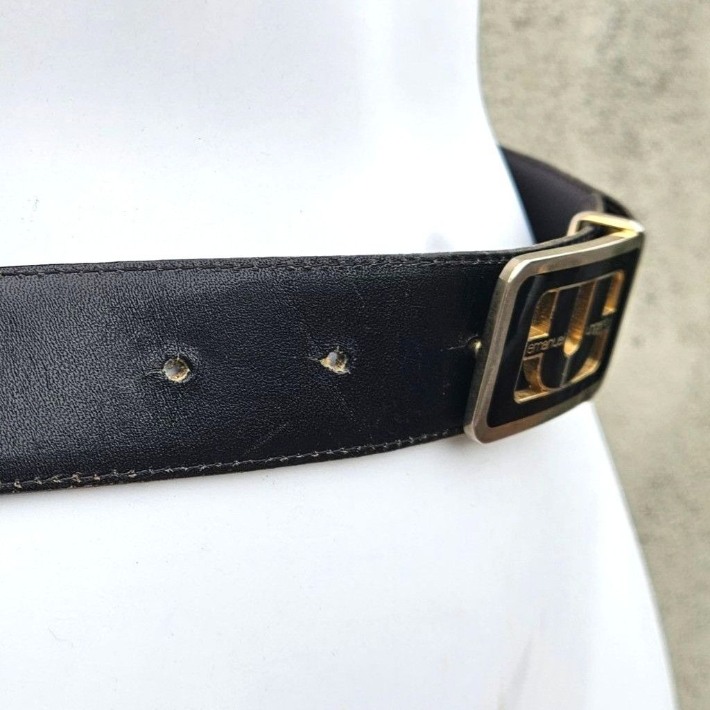 Emanuel Ungaro Vintage Emanuel Ungaro Belt 1970s Leather Black Gold Womens Size ONE SIZE - 6 Thumbnail
