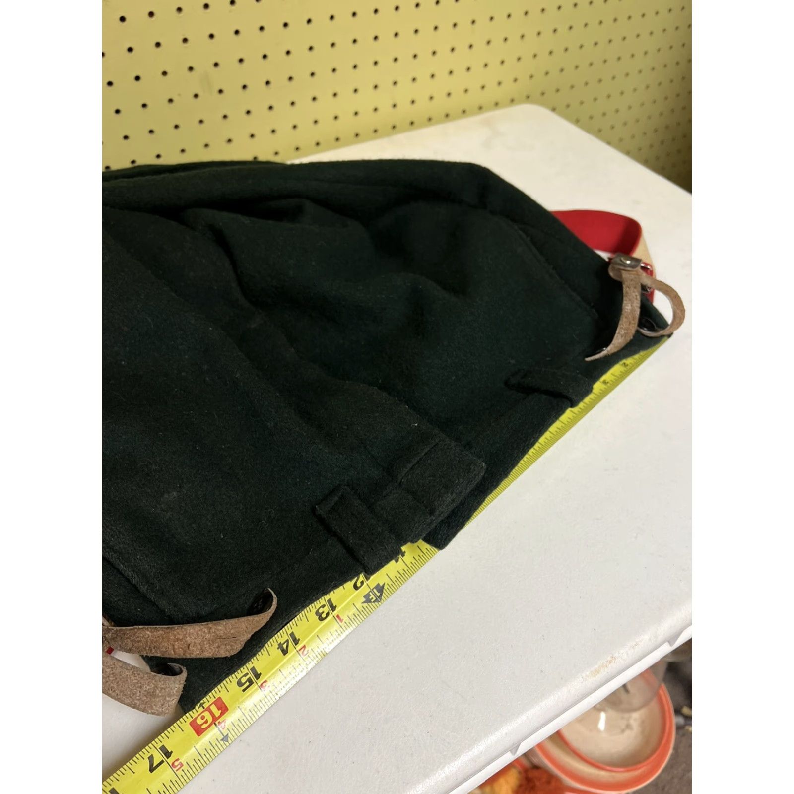 Vintage VINTAGE Melton Wintermaster Green Wool 32x29 Men’s Pants Flat Front Straight Leg With Braces Suspenders Mens 1970s Size 32 - 3 Thumbnail