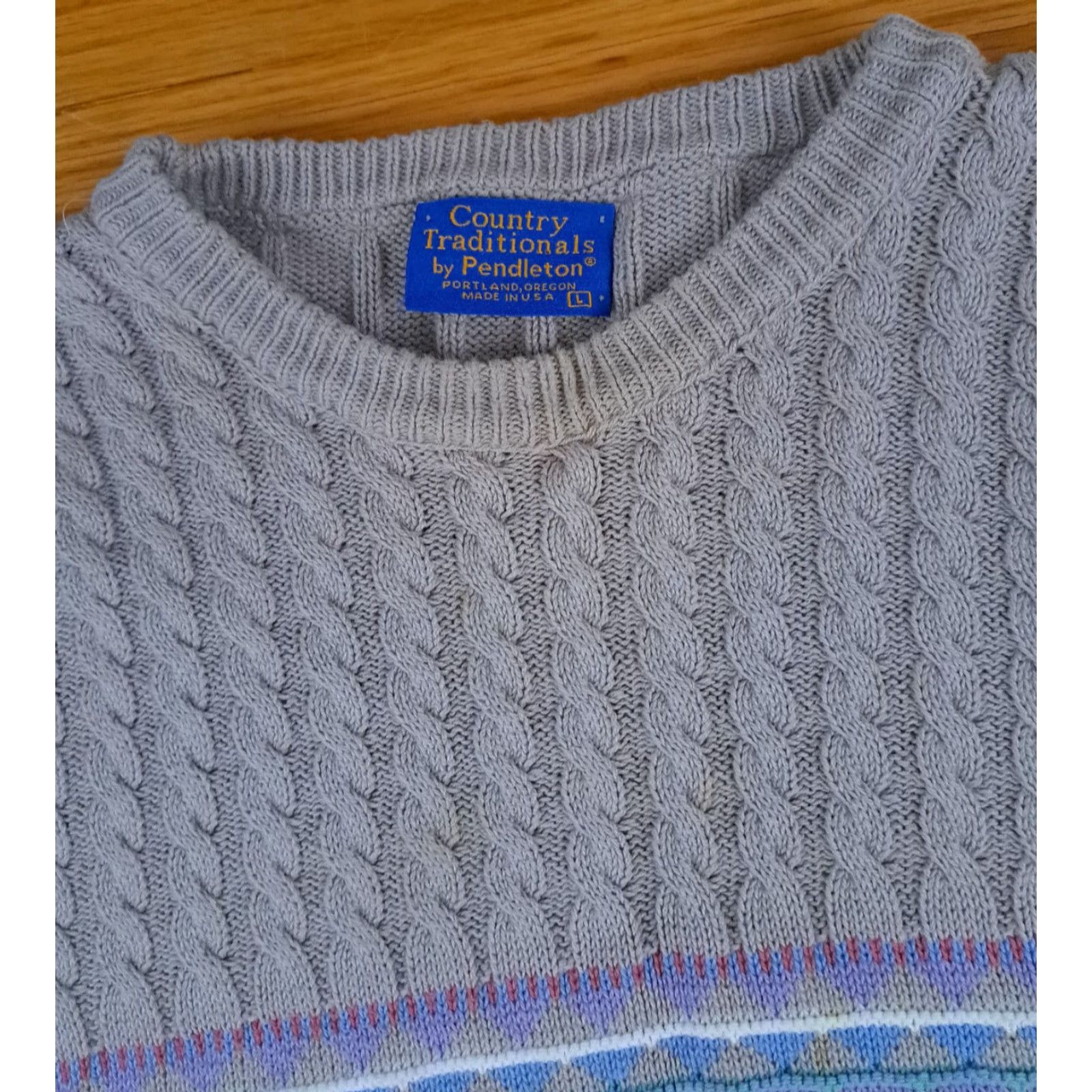 Pendleton Pendleton Sweater Shirt Pullover Crew Neck L Multicolor USA Made Striped Cable-Knit Knit Cotton Men Size US L / EU 52-54 / 3 - 6 Thumbnail