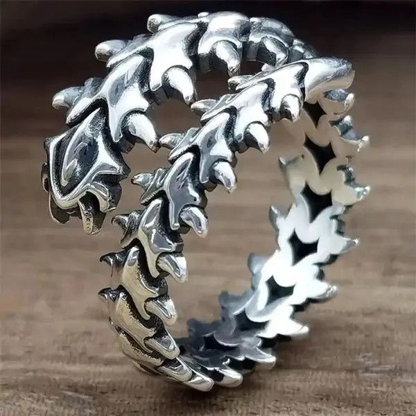 Jewelry × Vintage Spine Ring Skeleton Bones Goth Punk Rock Jewelry Chrome Size ONE SIZE - 2 Thumbnail