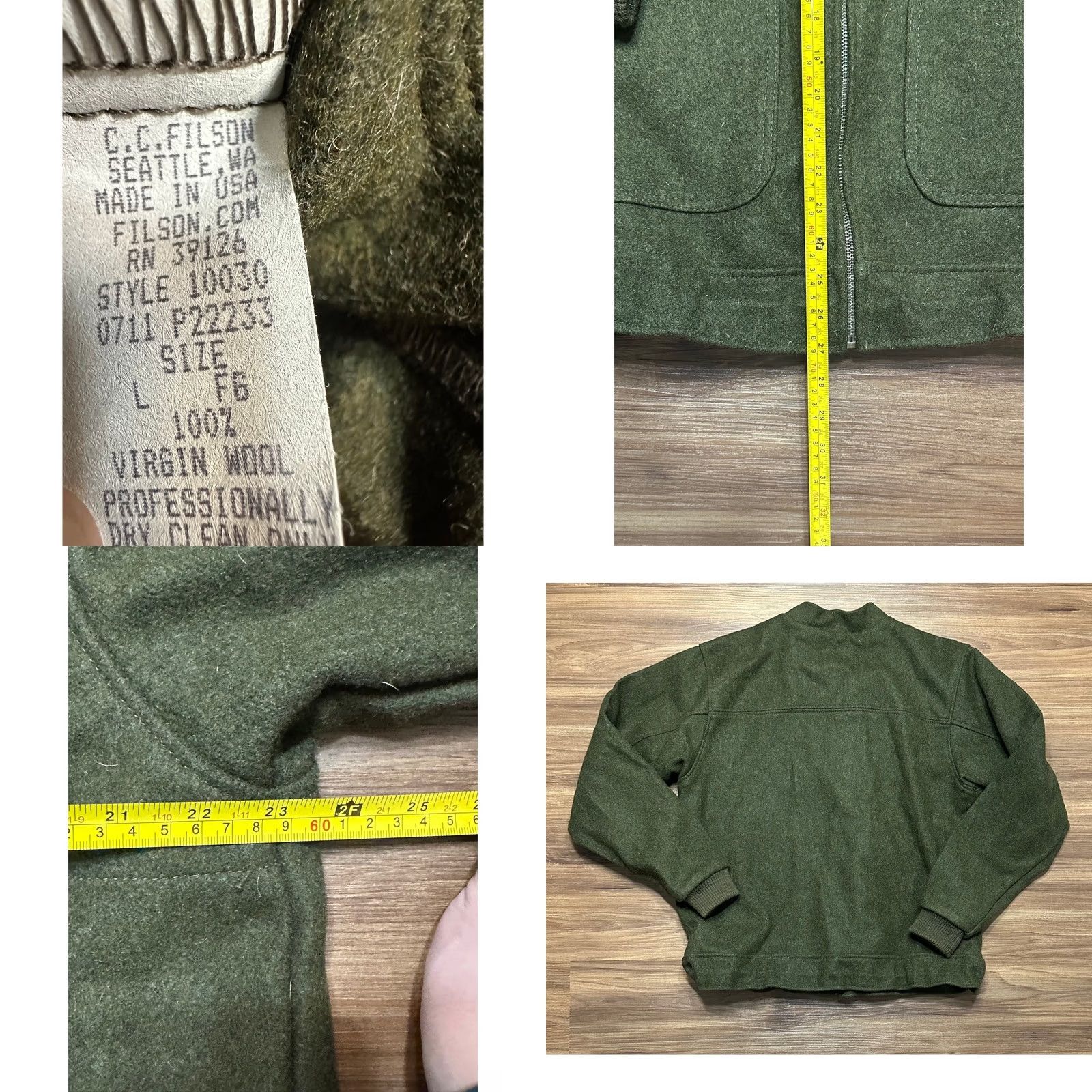 Filson VINTAGE Filson Wool Mackinaw Bomber Jacket Green USB Assembled USA Sz L Jacket Size US L / EU 52-54 / 3 - 8 Thumbnail