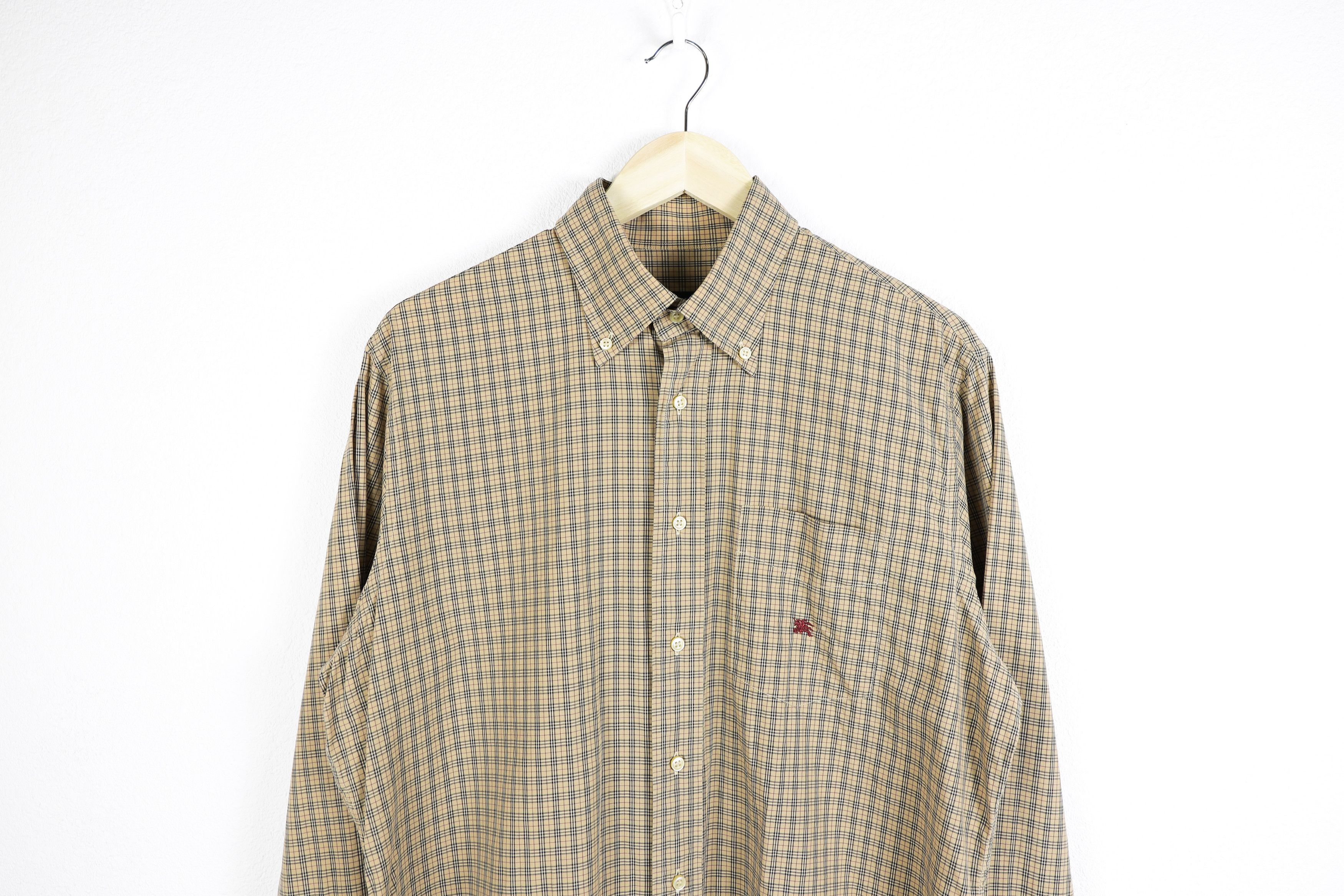 Burberry Vintage Burberry Knight Logo Biege Nova Check Oxford Shirt Size US XL / EU 56 / 4 - 2 Thumbnail