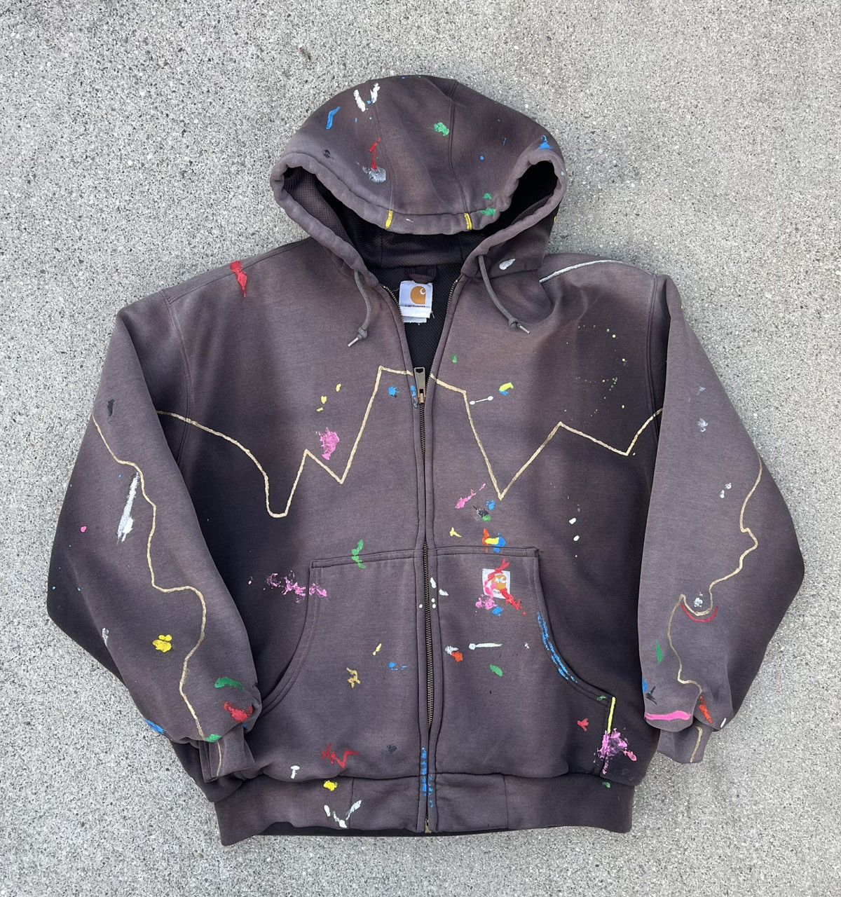 Carhartt Custom Carhartt Thermal Zip Up Hoodie Sun Fade Distressed Size US L / EU 52-54 / 3 - 3 Thumbnail
