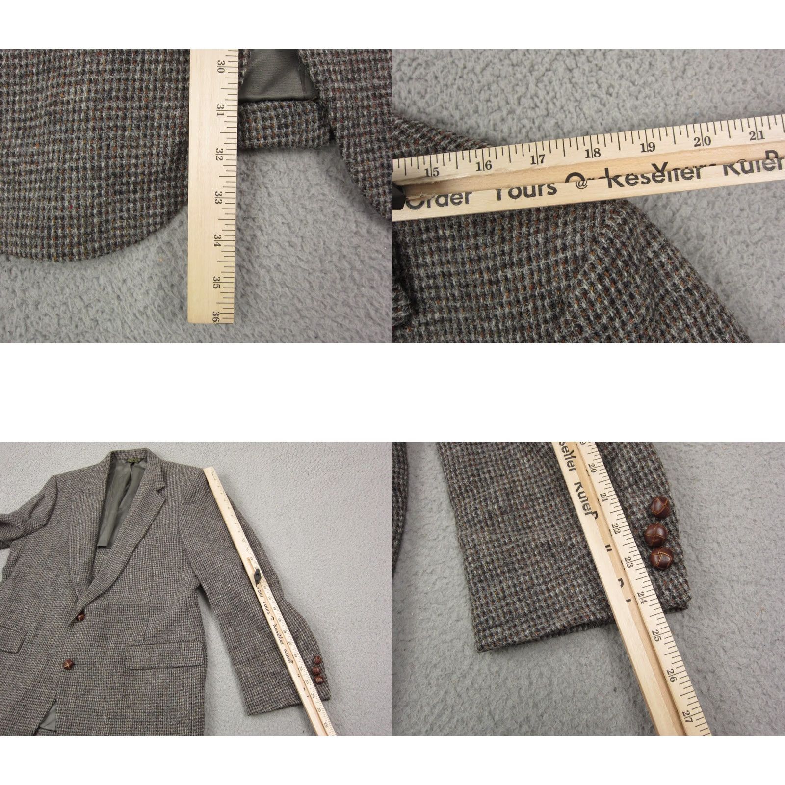 Harris Tweed VINTAGE Harris Tweed Jacket Mens L 44 Gray Scottish Wool Blazer USA Herringbone Size 42R - 8 Thumbnail