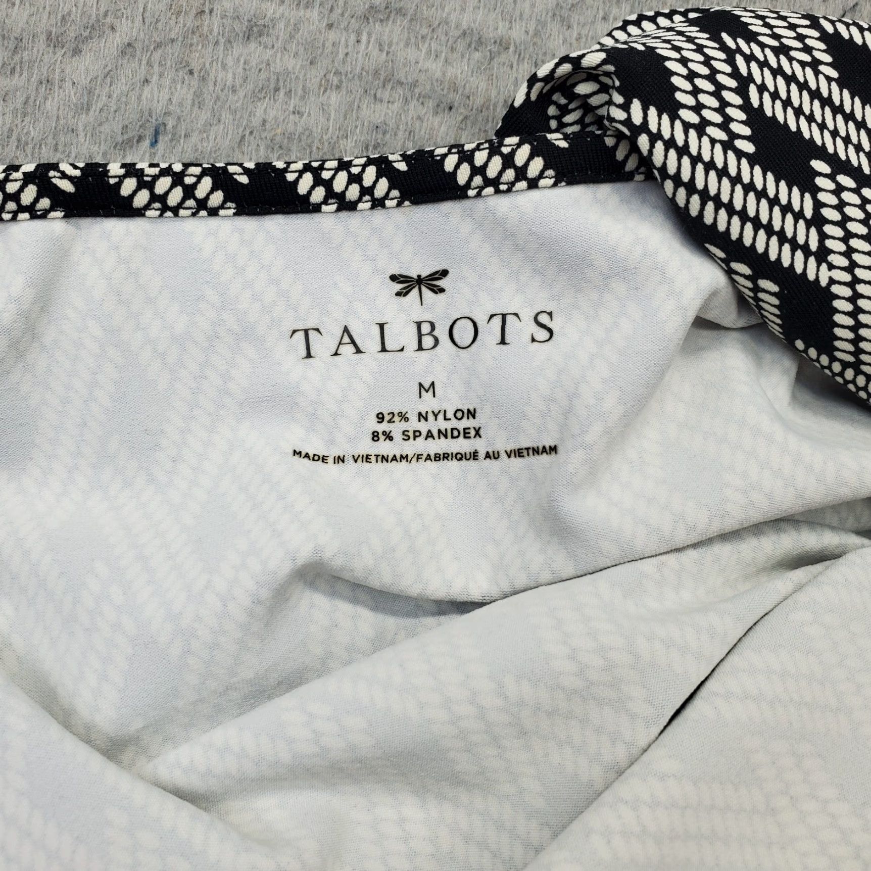 Talbots Talbots Dress Womens M Black White Geometric Print Nylon Faux Wrap Stretch Size M / US 6-8 / IT 42-44 - 6 Thumbnail