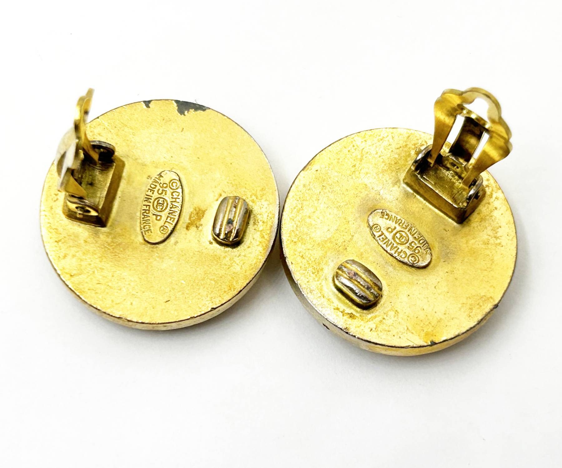 Chanel Chanel Gold Plated CC black Gold Rim Earrings Size ONE SIZE - 4 Thumbnail