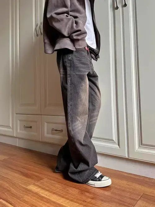 Jean Vintage washed street Y2K baggy micro flare jeans Size US 30 / EU 46 - 3 Thumbnail