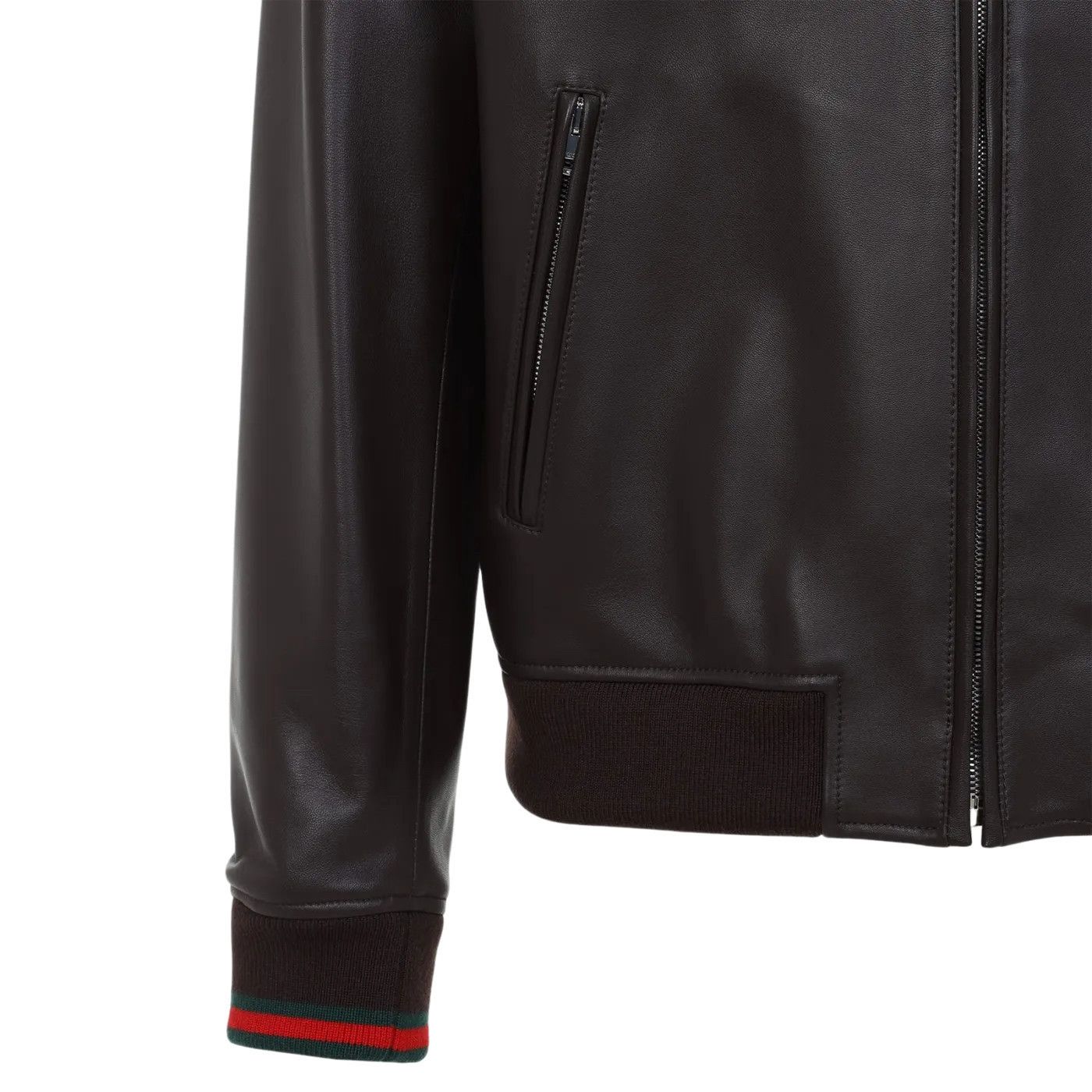 Gucci GUCCI Brown Leather With Web Bomber Jacket New And Authentic Size US L / EU 52-54 / 3 - 3 Thumbnail
