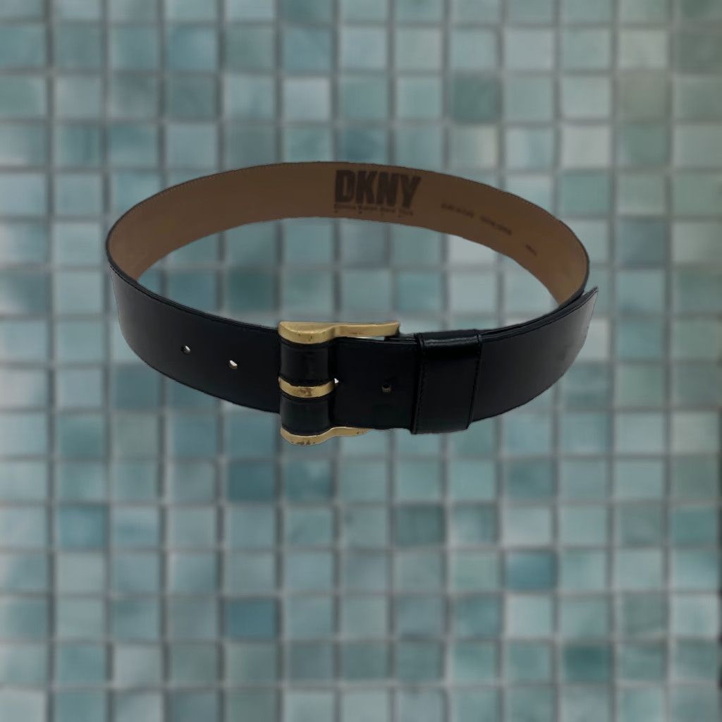 DKNY DKNY Belt Women Leather Y2K Retro Matte Genuine Black 27.5/31 S Adjustable Buckle Made in Italy SZ S Size 28" / US 6 / IT 42 - 1 Thumbnail