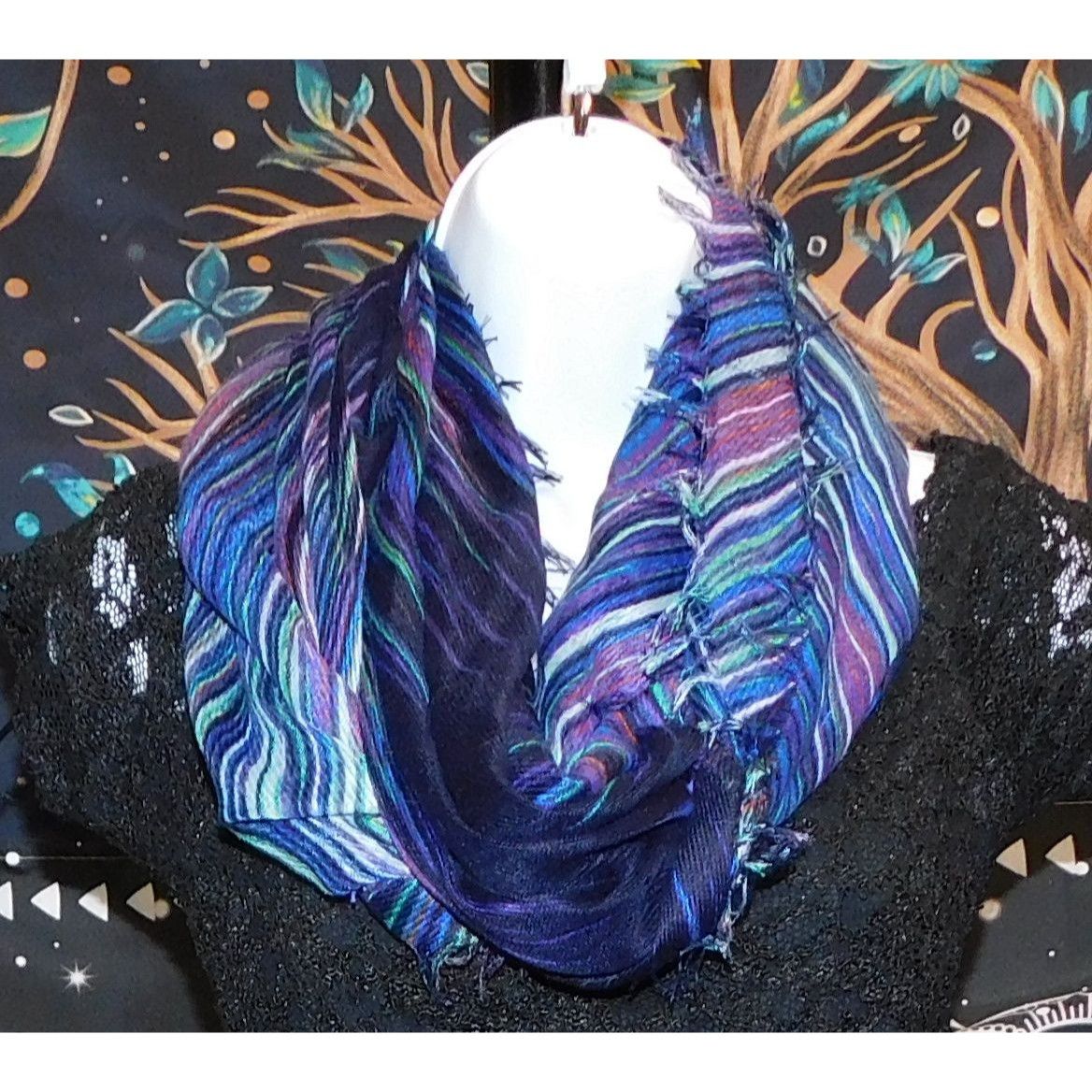 Apt. 9 Apt. 9 Blue Rainbow Rain Abstract Infinity Scarf Size ONE SIZE - 1 Thumbnail