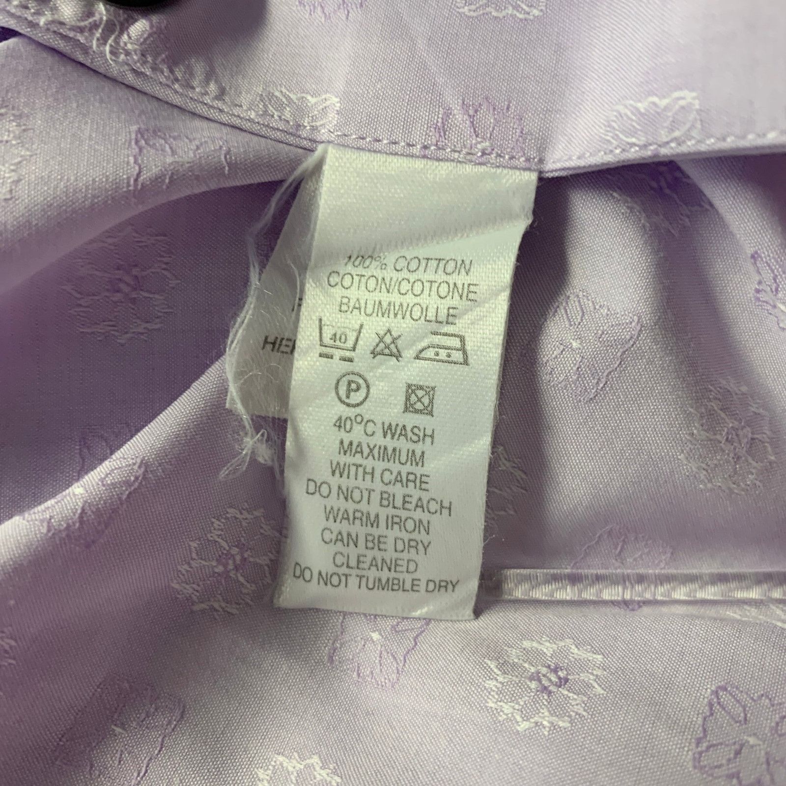 Paul Smith PAUL SMITH XL Purple Jacquard Cotton French Cuff Shirt Size 44R - 7 Thumbnail