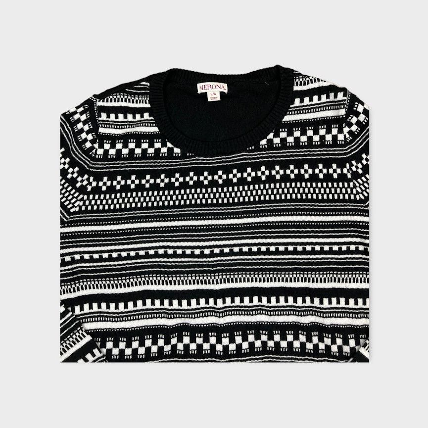 Merona Merona | Fair Isle Sweater | Size Large | Black & White Size L / US 10 / IT 46 - 4 Thumbnail