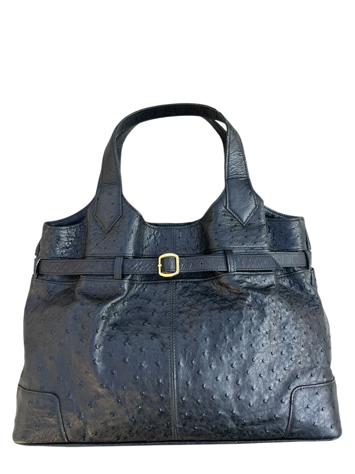 Leather Vintage JRA Japan Black Ostrich Leather Bag Size ONE SIZE - 8 Thumbnail