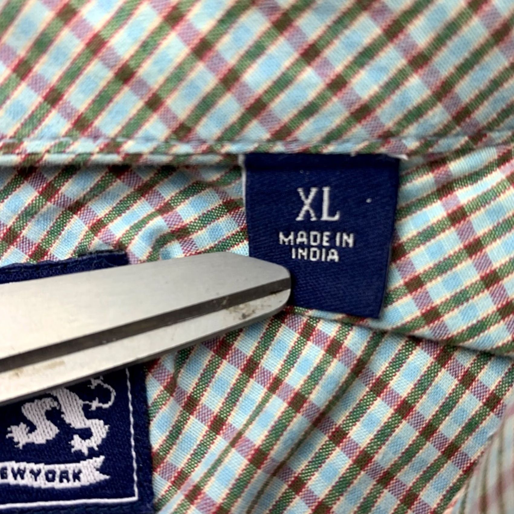 Vintage R&G Men's Cotton Dress Shirt XL Blue/Brown/Red/Green Stripe Flip Cuff Size 46R - 6 Thumbnail