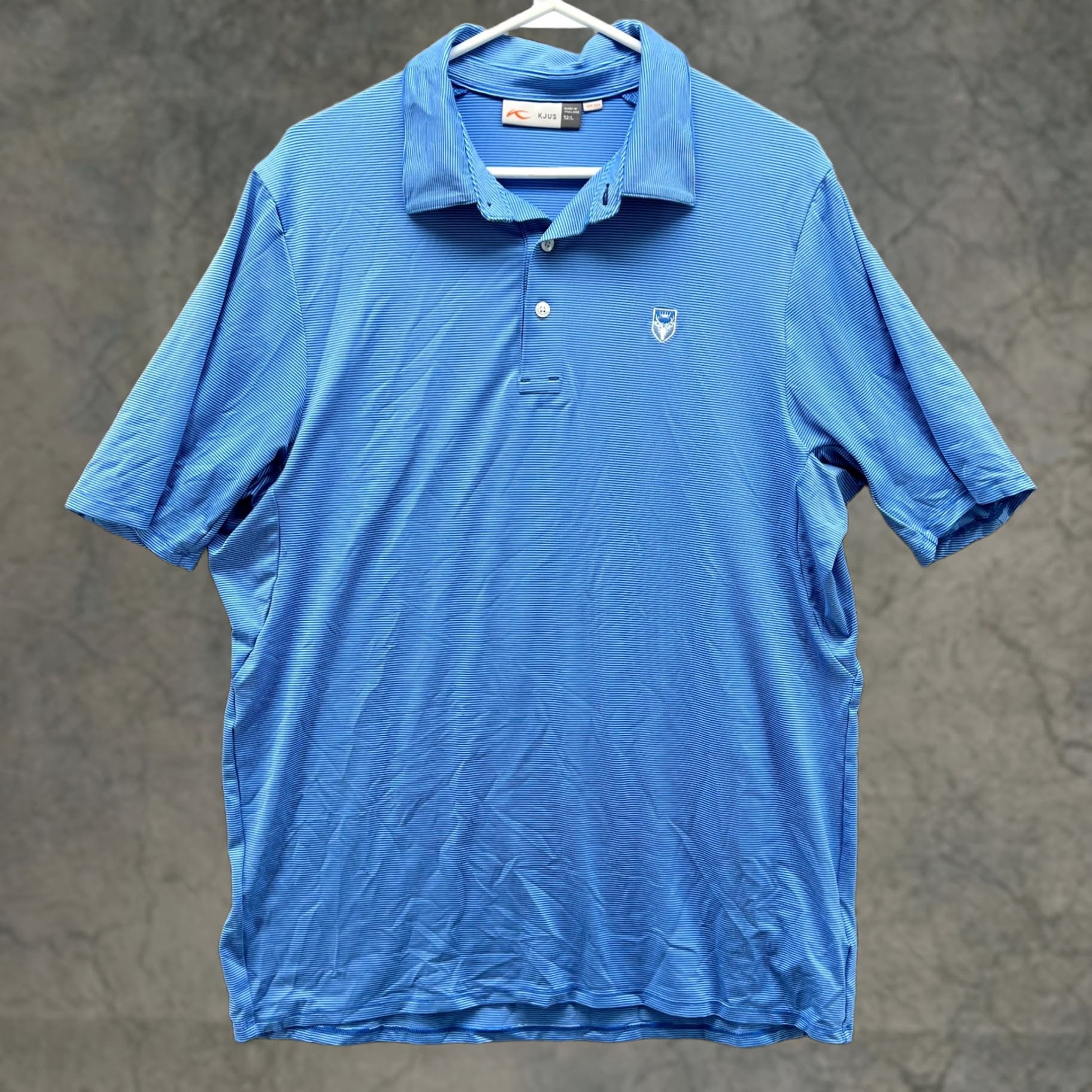 KJUS Kjus Polo Shirt Mens Large Blue Striped Knit UPF 50 Golf Preppy Pattern Button Collar Short Sleeve Vintage: No Deg 0 Size 42R - 1 Thumbnail