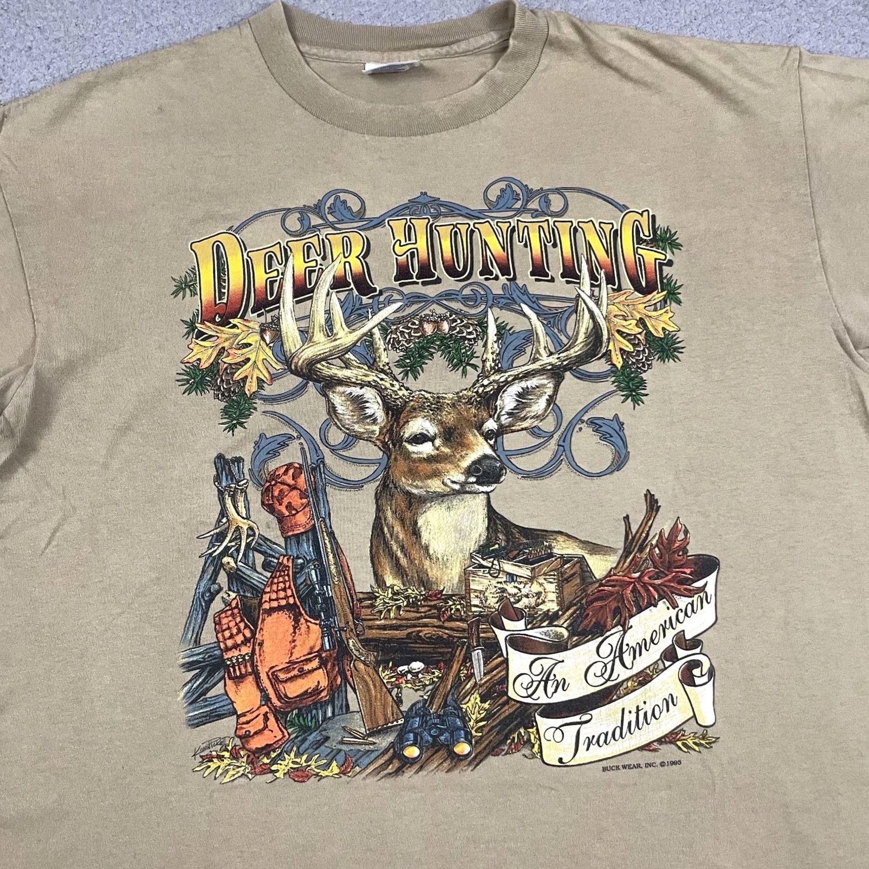 Vintage VINTAGE Buck Wear T Shirt Adult XL Brown American Tradition Distressed 90s Hunting 90s Buck Wear Shirt Mens XL Brown Cotton Graphic Print Debris: None Size US XL / EU 56 / 4 - 2 Thumbnail