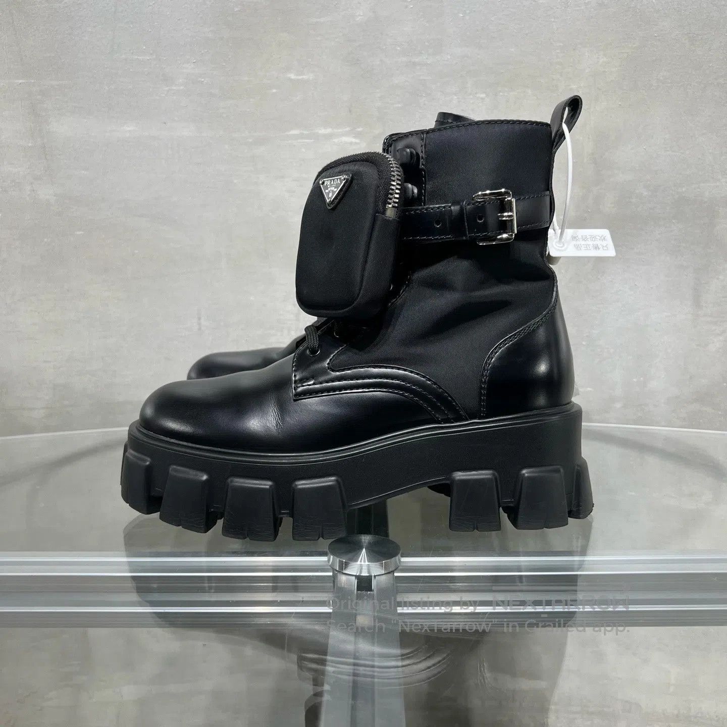 Prada Prada Monolith triangular marker, high-cut thick-soled boo Size US 7.5 / IT 37.5 - 3 Thumbnail
