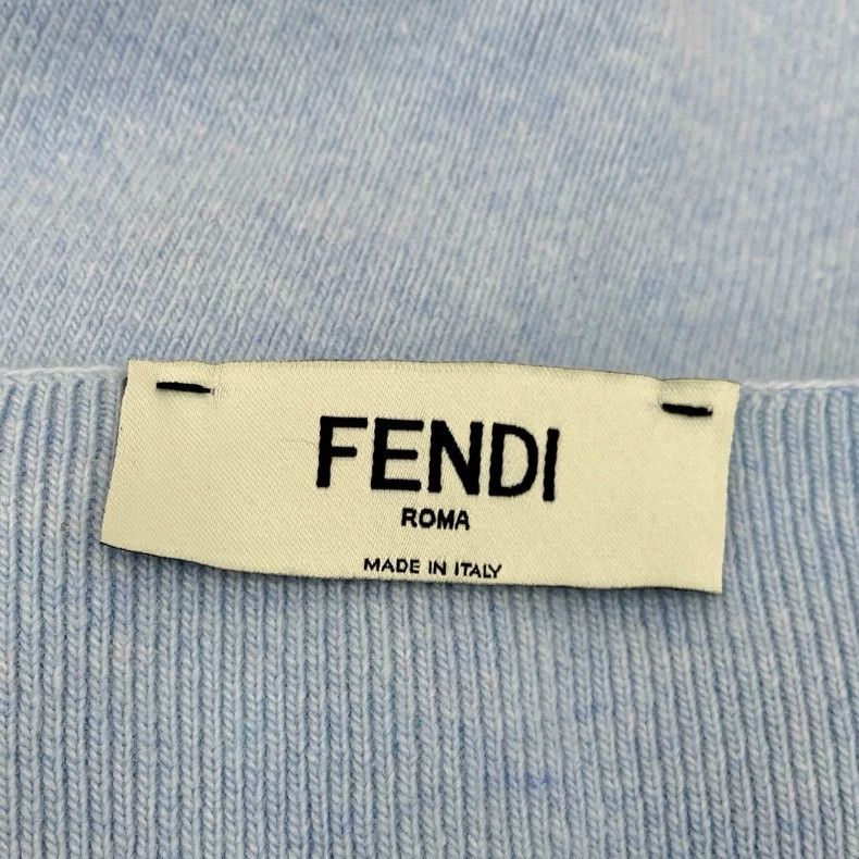 Fendi FENDI Light blue cashmere V-neck halter long-sleeve knit s Size XXS / US 00 / IT 34 - 5 Thumbnail