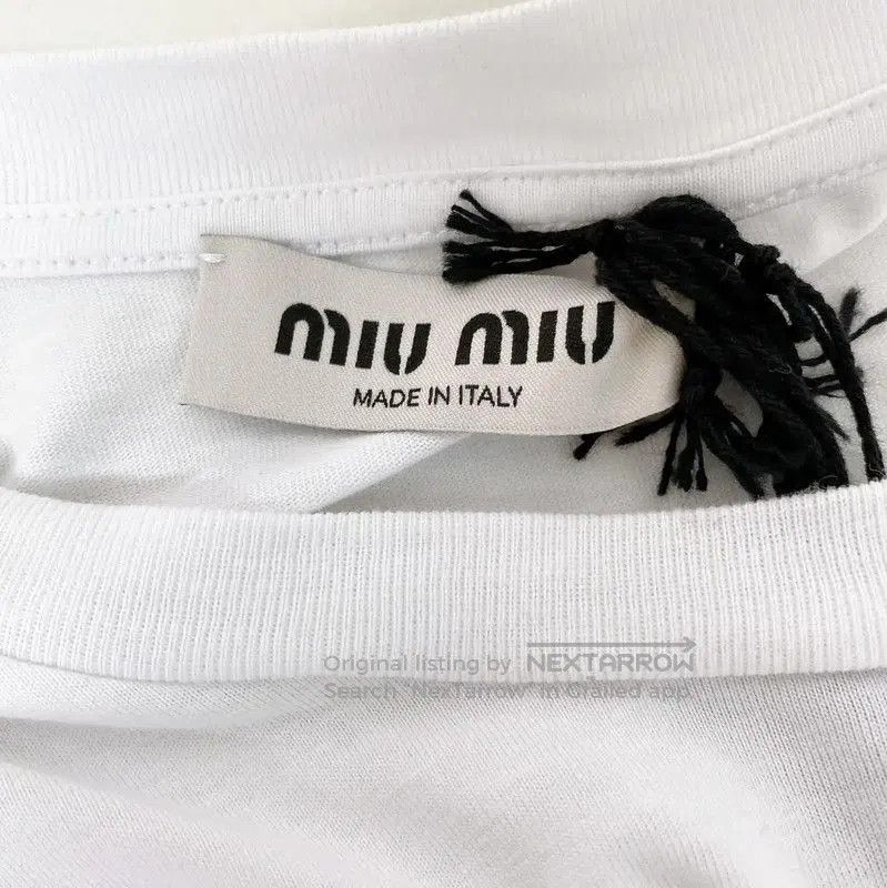 Miu Miu Miu Miu White Summer Short Sleeve Crop T-Shirt . Size XS / US 0-2 / IT 36-38 - 5 Thumbnail