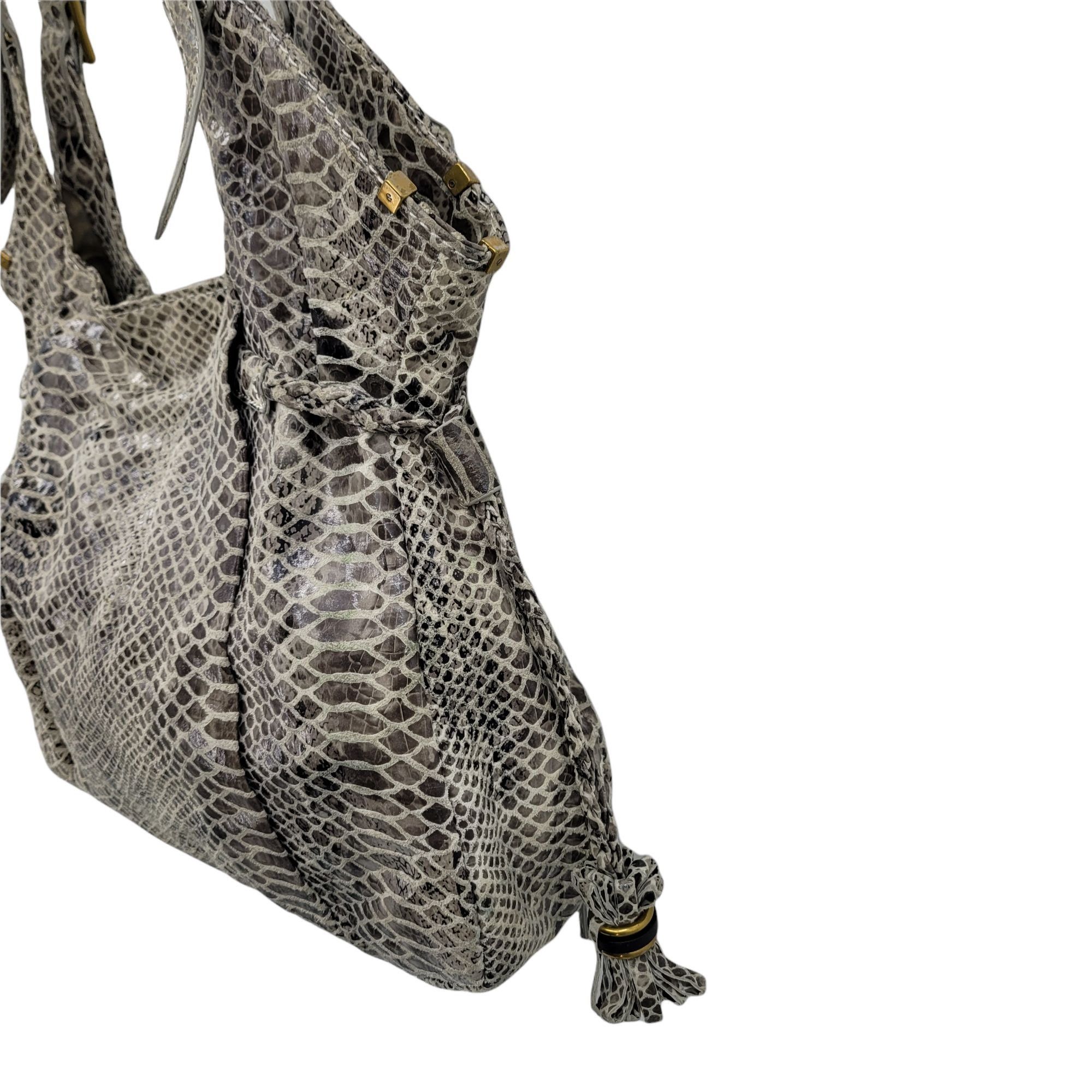 Other Elliott Lucca Leather Gray Cream Snakeskin Hobo Shoulder Bag Size ONE SIZE - 8 Thumbnail