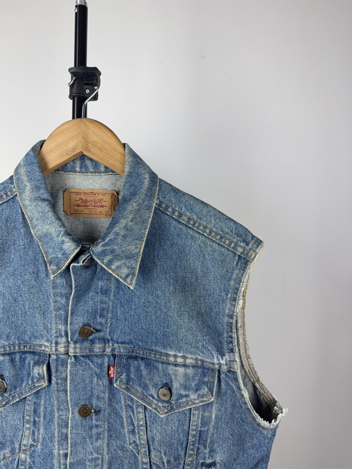 Levi's × Levi's Vintage Clothing × Vintage Vintage 90s Levi’s Punk Rock Logo Denim Vest Size US S / EU 44-46 / 1 - 4 Thumbnail