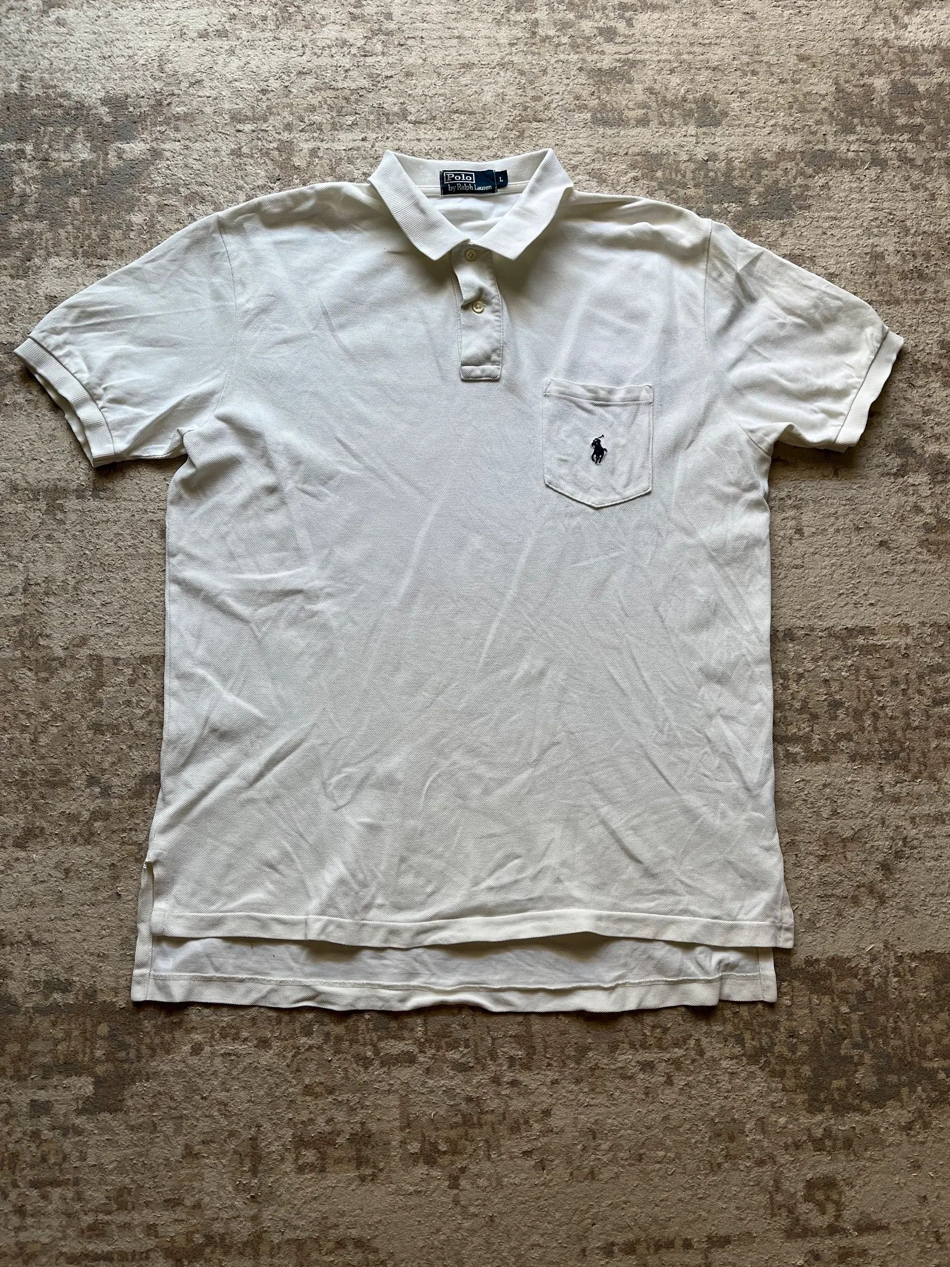 Polo Ralph Lauren Polo Ralph Lauren Small Pony Polo Pocket Shirt White Sz L Size US L / EU 52-54 / 3 - 1 Thumbnail