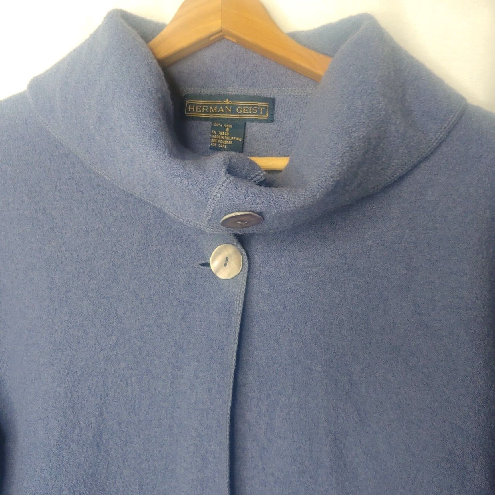 Vintage VINTAGE Herman Geist Sweater Cardigan Women Small Wool Open Front Blue 100% Wool Classic Lagenlook Fall Winter Spring Mens? Size S / US 4 / IT 40 - 4 Thumbnail