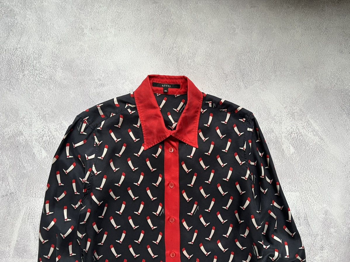 Gucci Gucci Vintage Navy Silk Riding Boot Print Shirt Size 42 Size M / US 6-8 / IT 42-44 - 2 Thumbnail