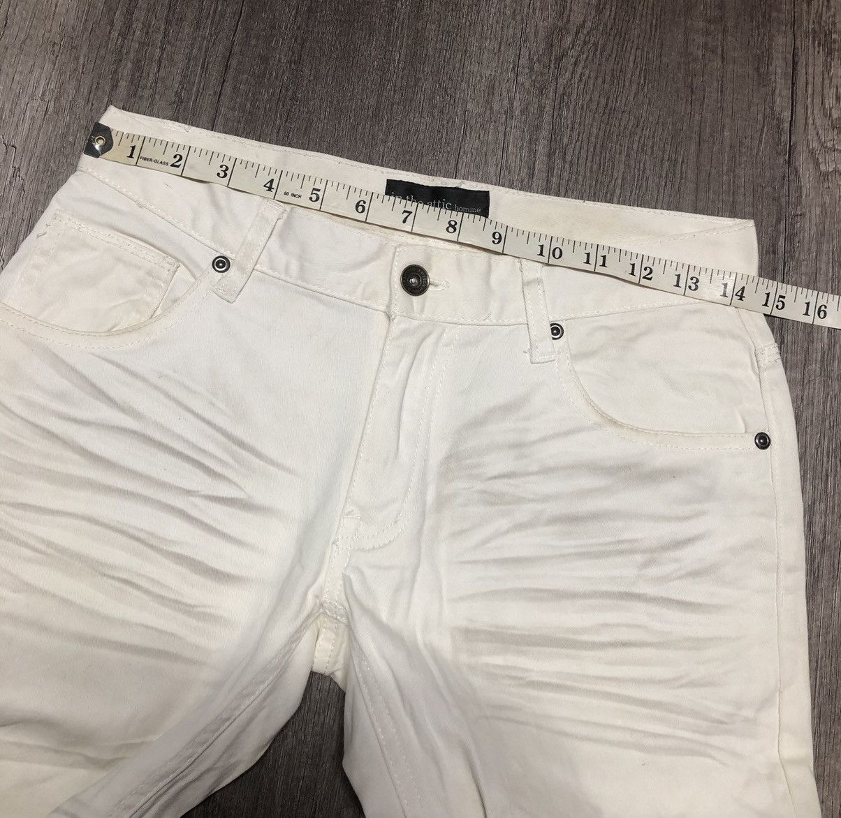 In The Attic × Japanese Brand In The Attic Homme White Slim Fit Distressed Jeans Size US 29 - 21 Thumbnail