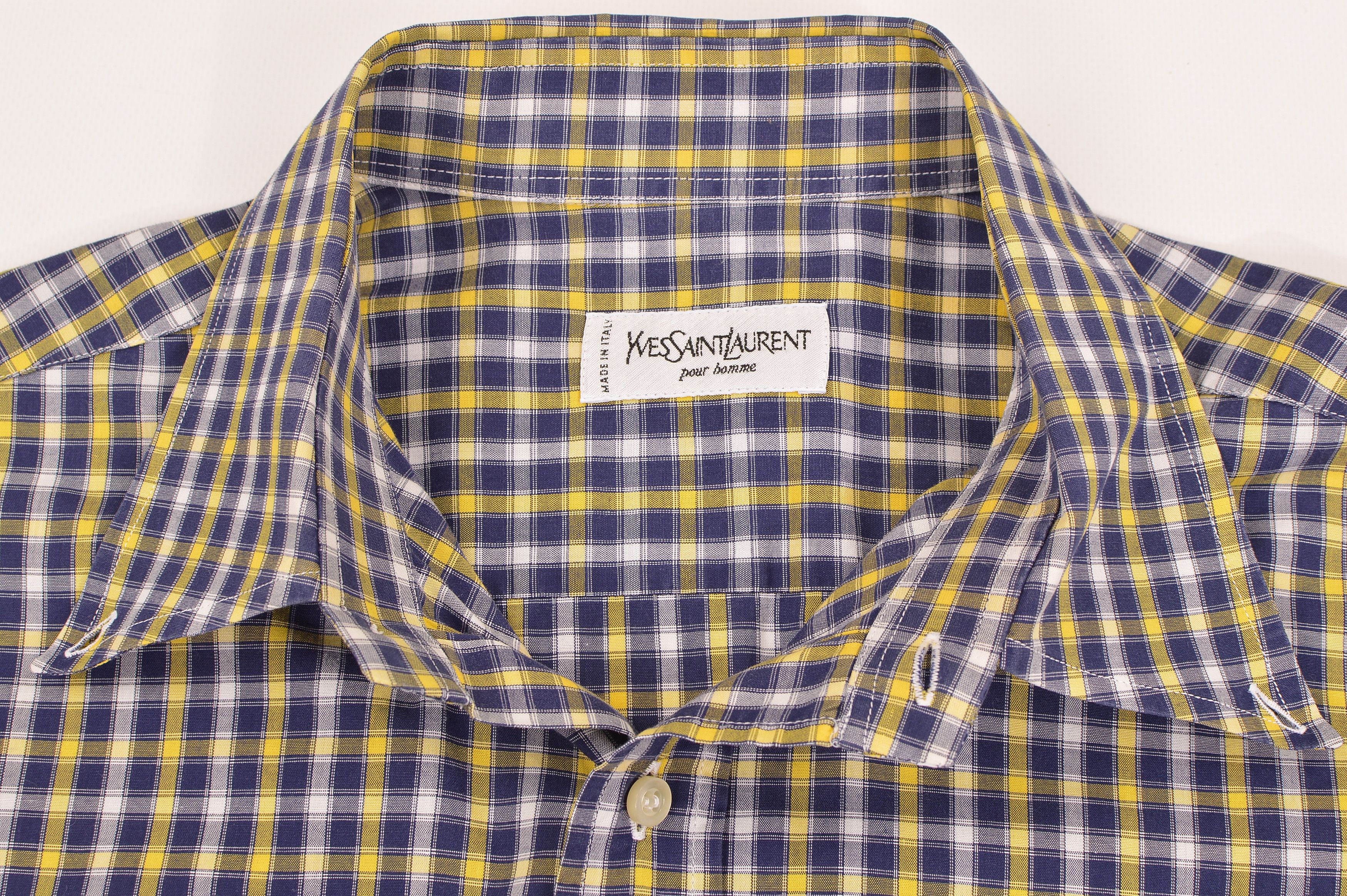 Saint Laurent Paris × Vintage × Yves Saint Laurent YSL Yves Saint Laurent Pour Homme Vtg Check SS Button Shirt Size US XL / EU 56 / 4 - 4 Thumbnail