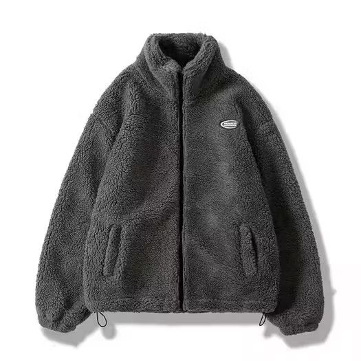 image of Vintage Streetwear Winter Fleece Fluppy Jacket in Grey, Men's (Size XL)