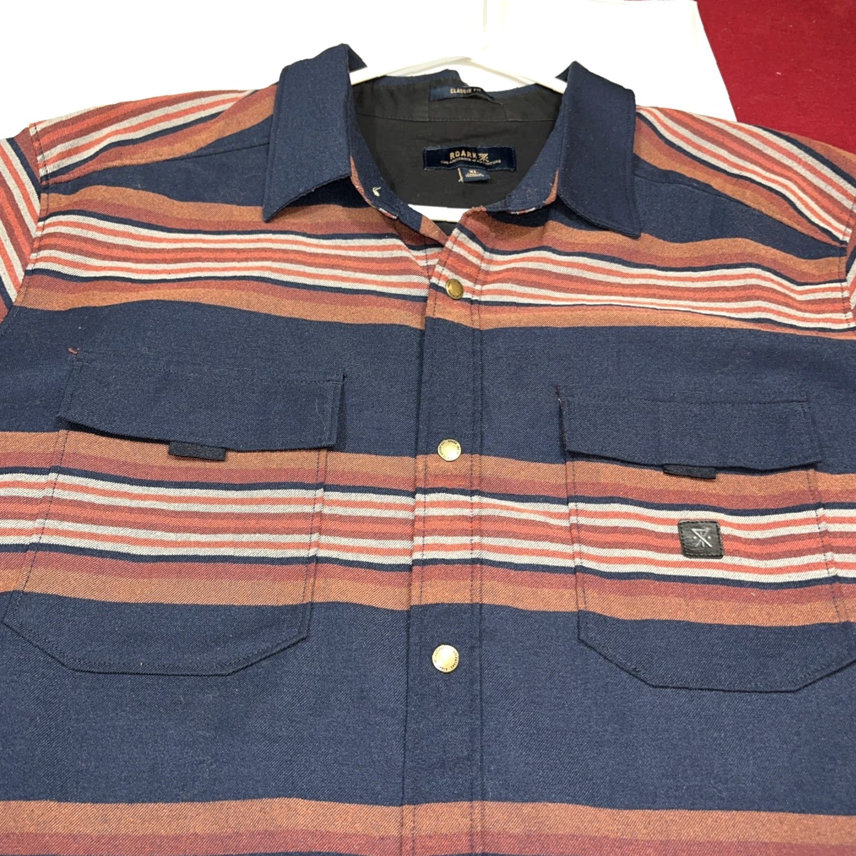 Roark VINTAGE not applicable; Roark Shirt Diablo Flannel Striped Blue Brown Wool Men’s XL Snap up Classic Fit Shirt Size US XL / EU 56 / 4 - 4 Thumbnail